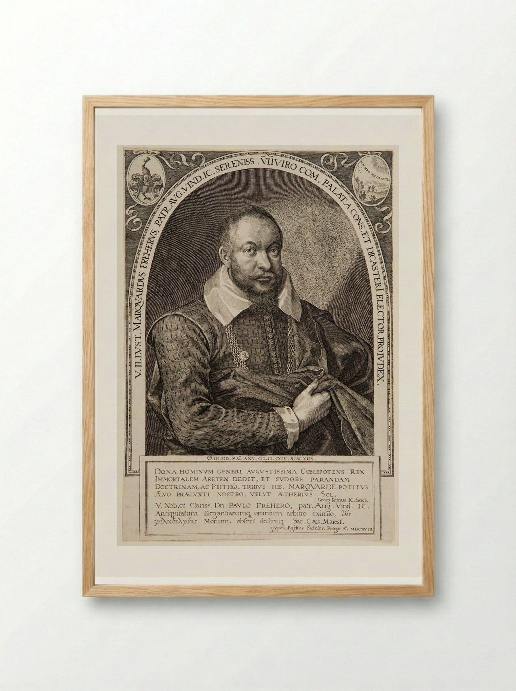 Portrait of Marquard Freher - Aegidius Sadeler II - Framed Print Wood