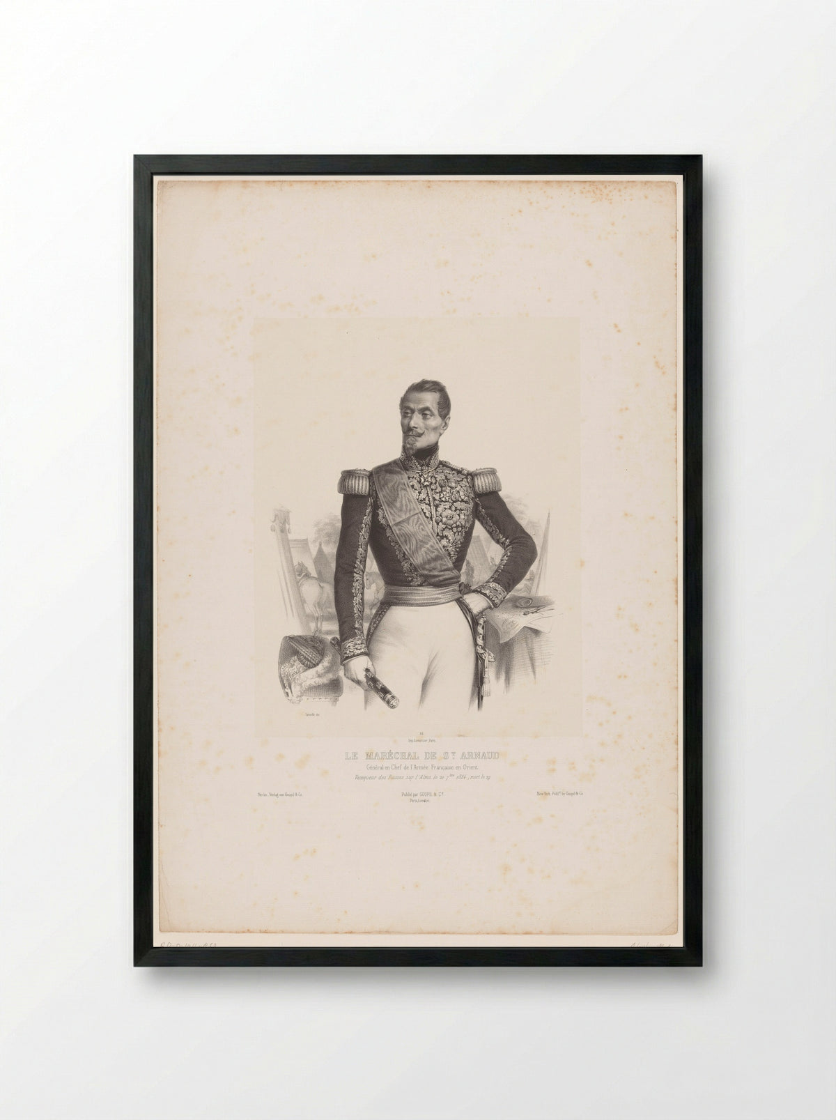 Portrait of Marshal Jacques Leroy de Saint Arnaud - Marie Alexandre Alophe - Framed Print Black