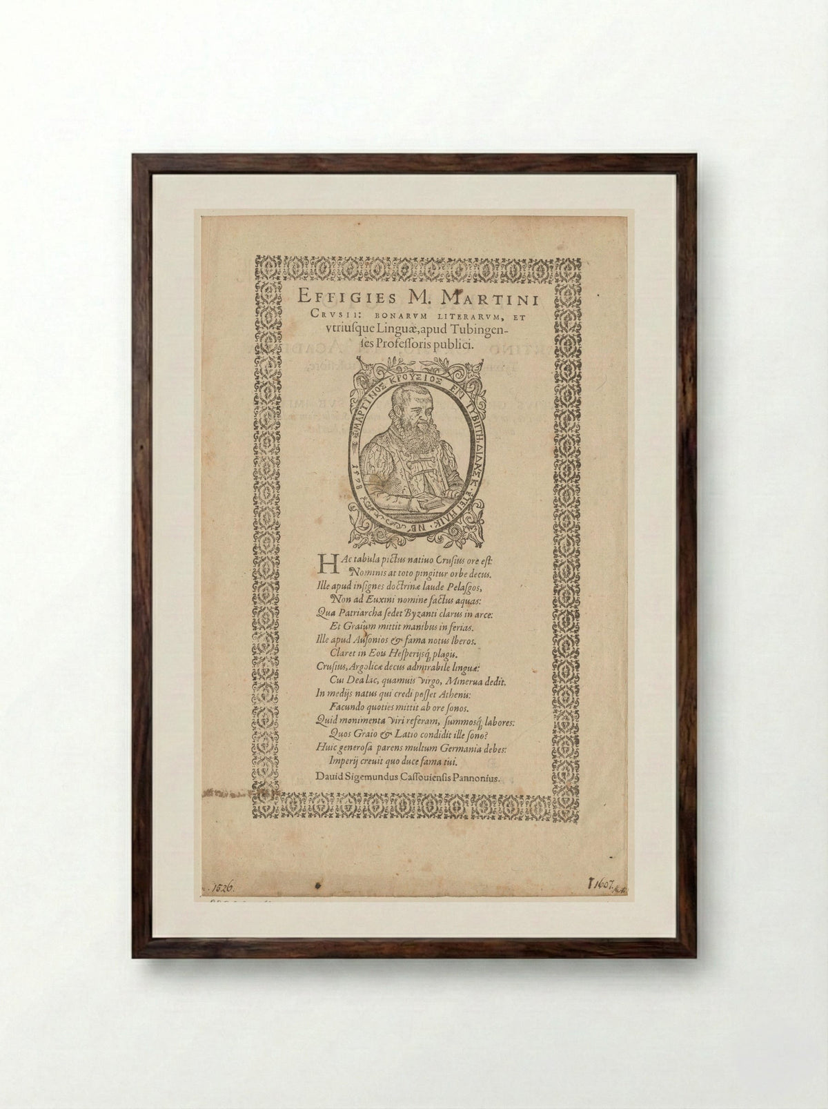 Portrait of Martin Crusius - Michael Ostendorfer - Framed Print Dark Wood