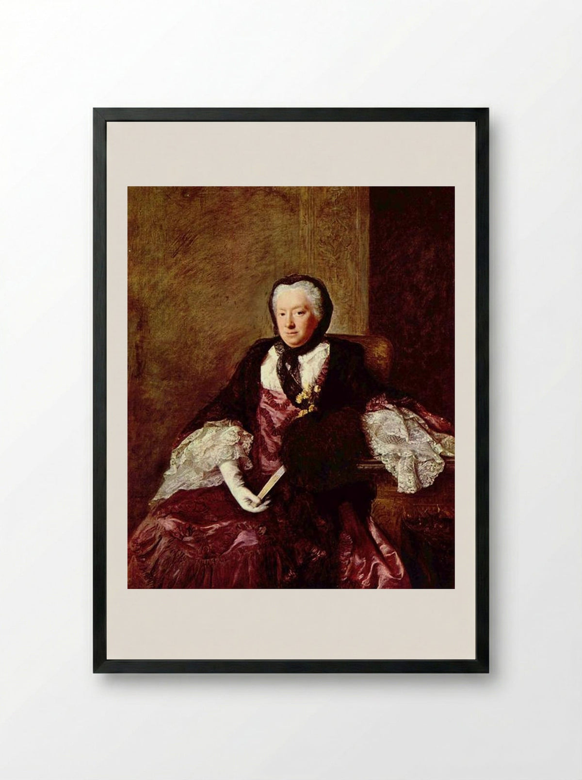 Portrait of Mary Atkins (Mrs. Martin) - Allan Ramsay - Framed Print Black
