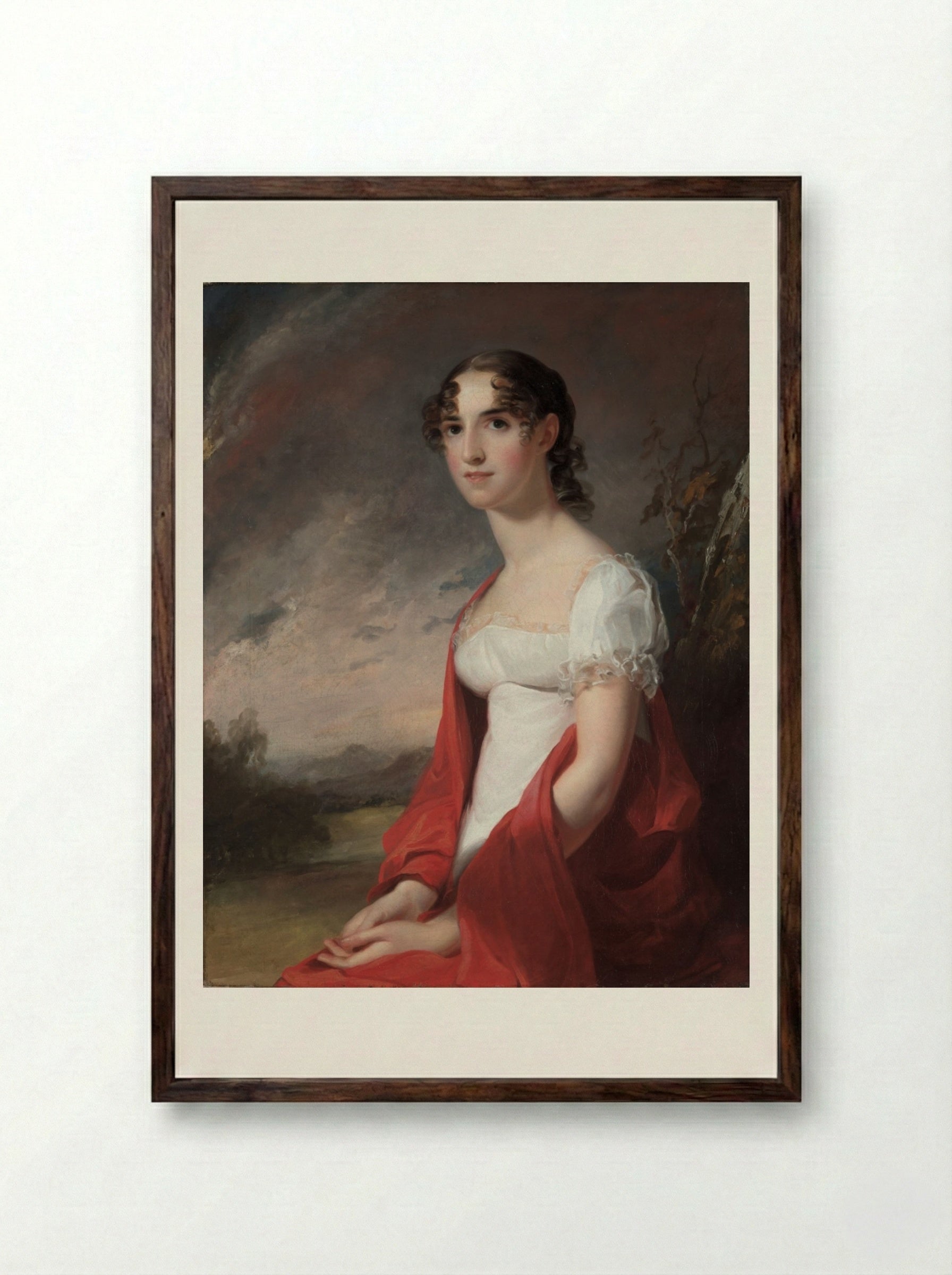 Portrait of Mary Sicard David - Thomas Sully - Framed Print Dark Wood