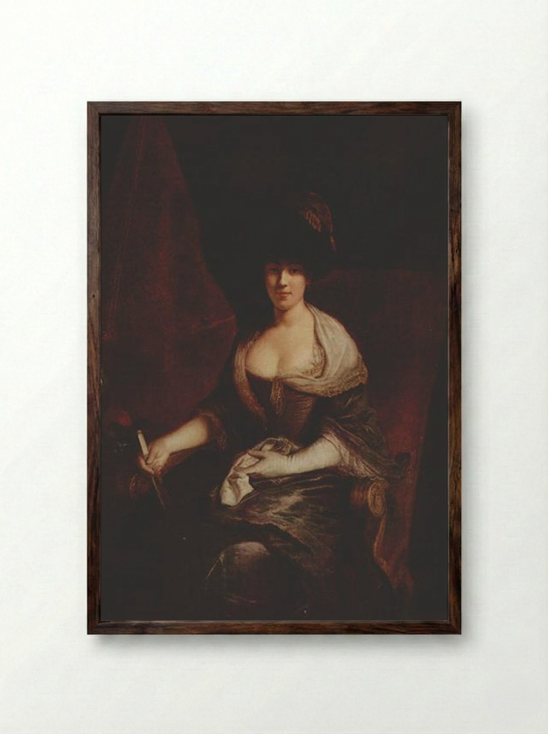 Portrait of Mary Susanne Dinglinger, born Gutermann - Antoine Pesne - Framed Print Dark Wood