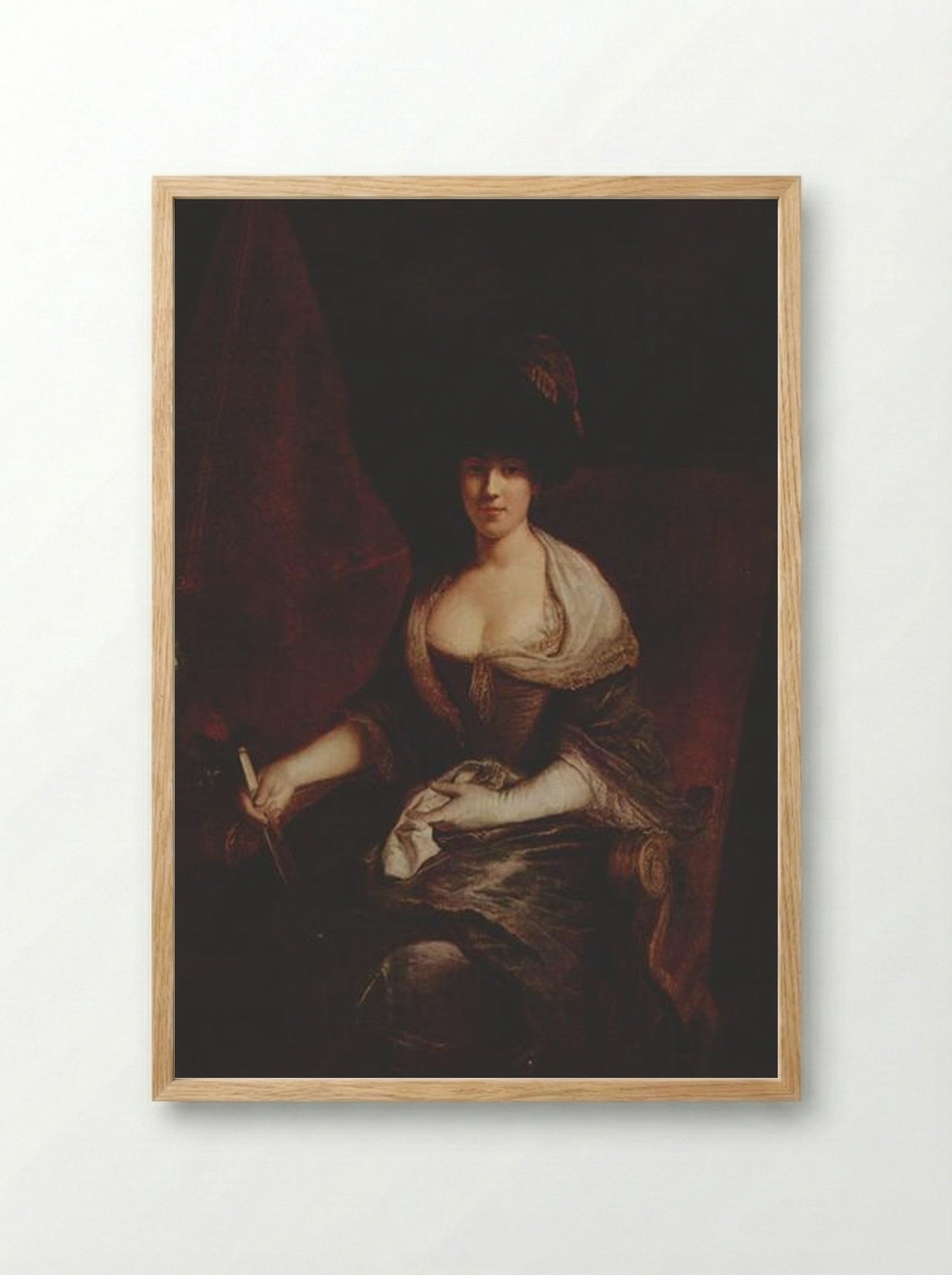 Portrait of Mary Susanne Dinglinger, born Gutermann - Antoine Pesne - Framed Print Wood