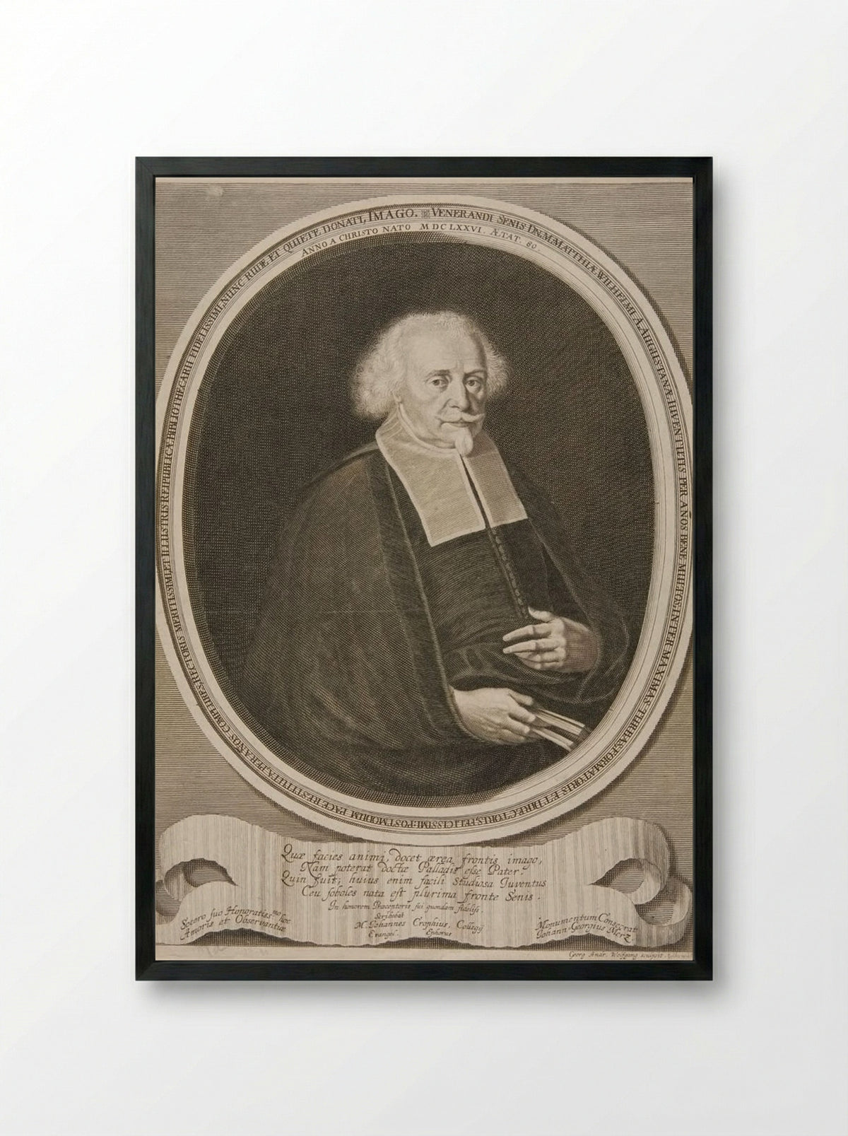 Portrait of Matthias Wilhelmus - Georg Andreas Wolfgang - Framed Print Black