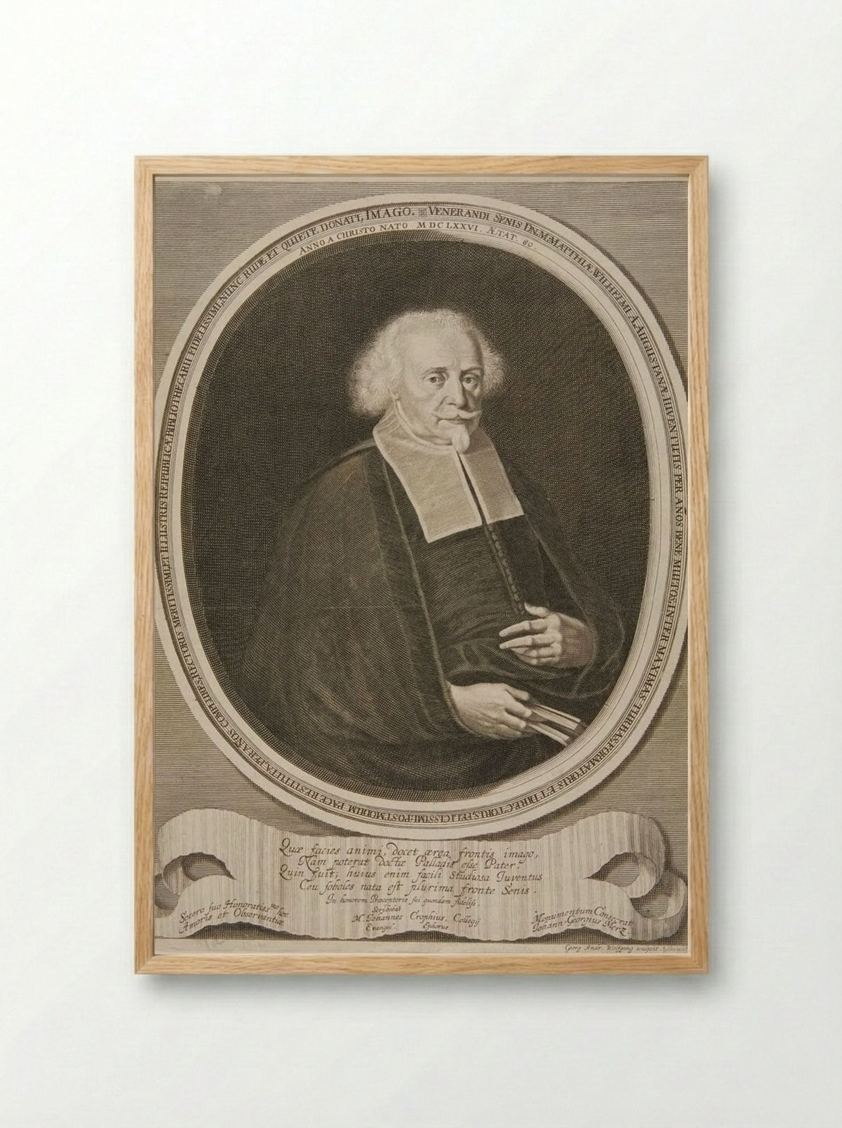 Portrait of Matthias Wilhelmus - Georg Andreas Wolfgang - Framed Print Wood