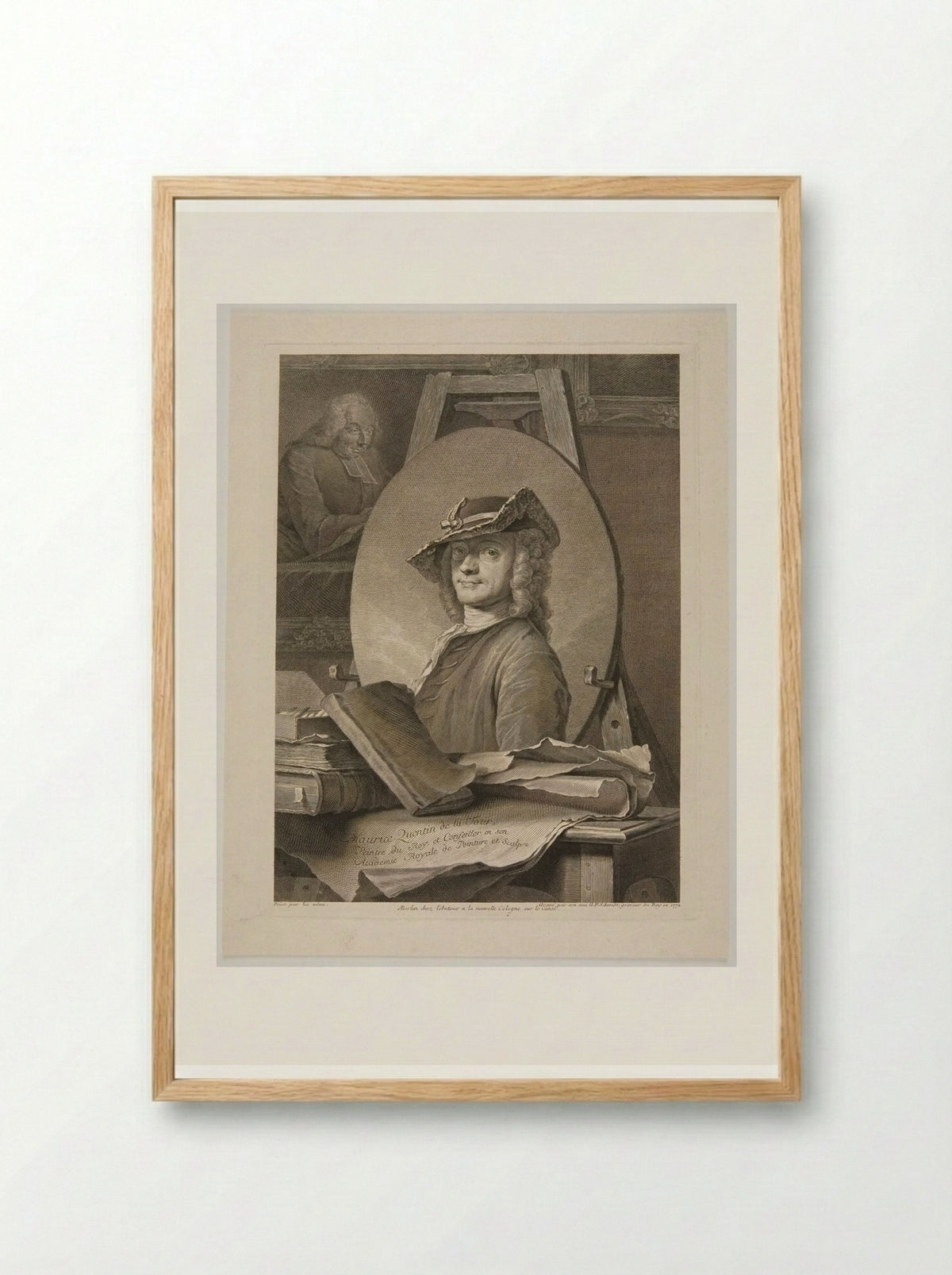Portrait of Maurice Quentin de La Tour - Georg Friedrich Schmidt - Framed Print Wood