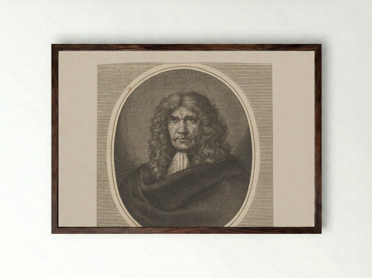 Portrait of Michael Willmann - Leonhard Heckenauer - Framed Print Dark Wood