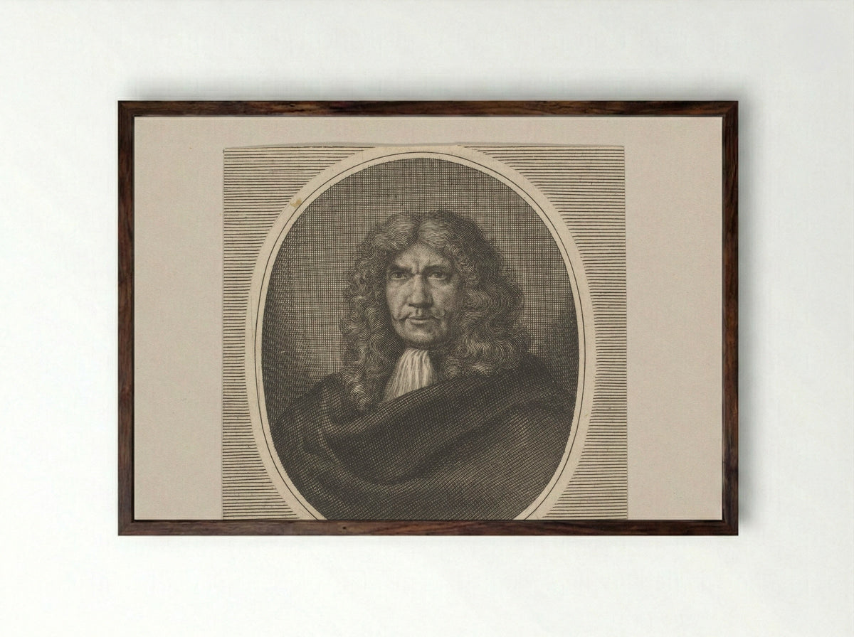 Portrait of Michael Willmann - Leonhard Heckenauer - Framed Print Dark Wood