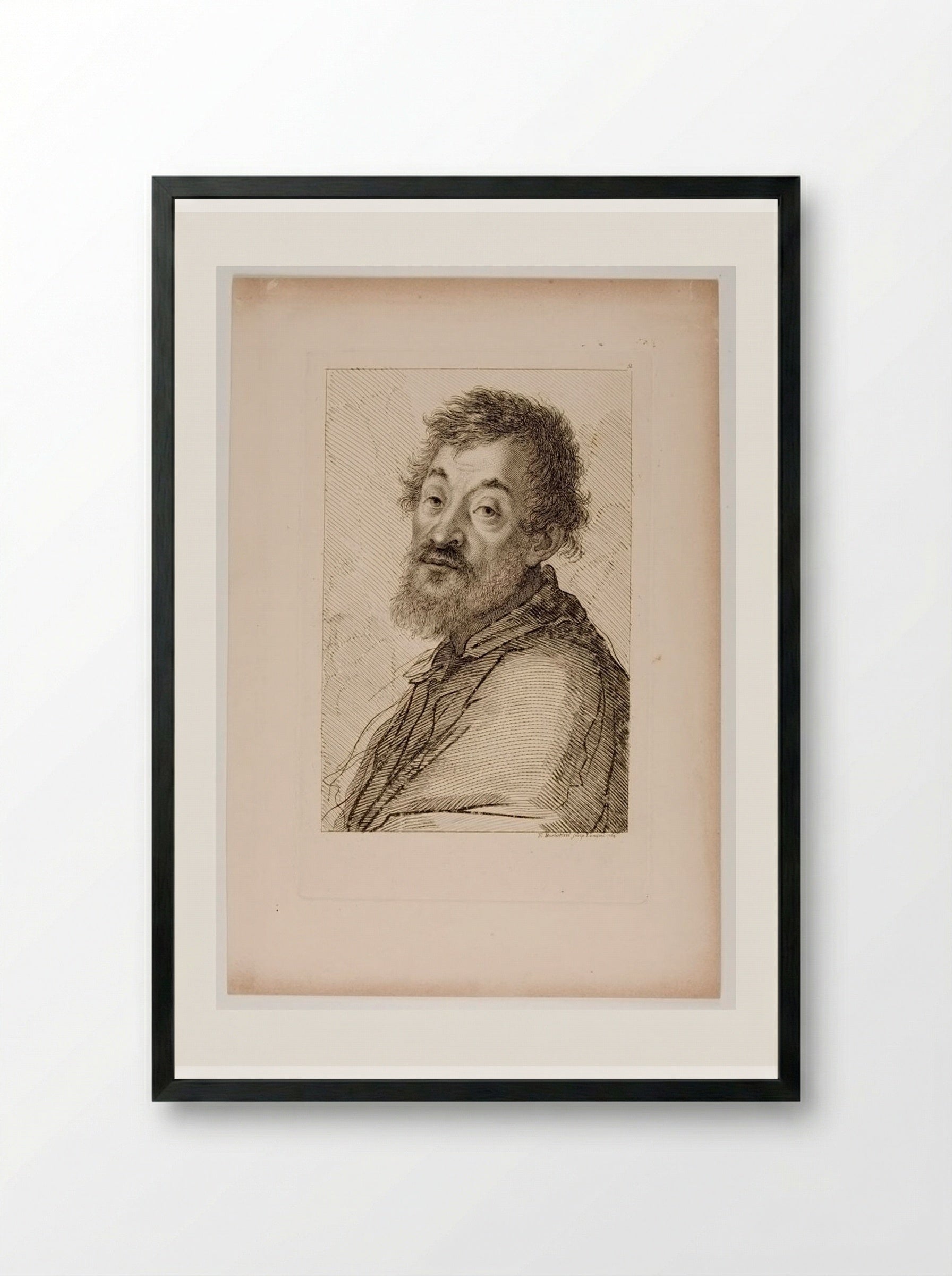 Portrait of Michelangelo - Francesco Bartolozzi - Framed Print Black