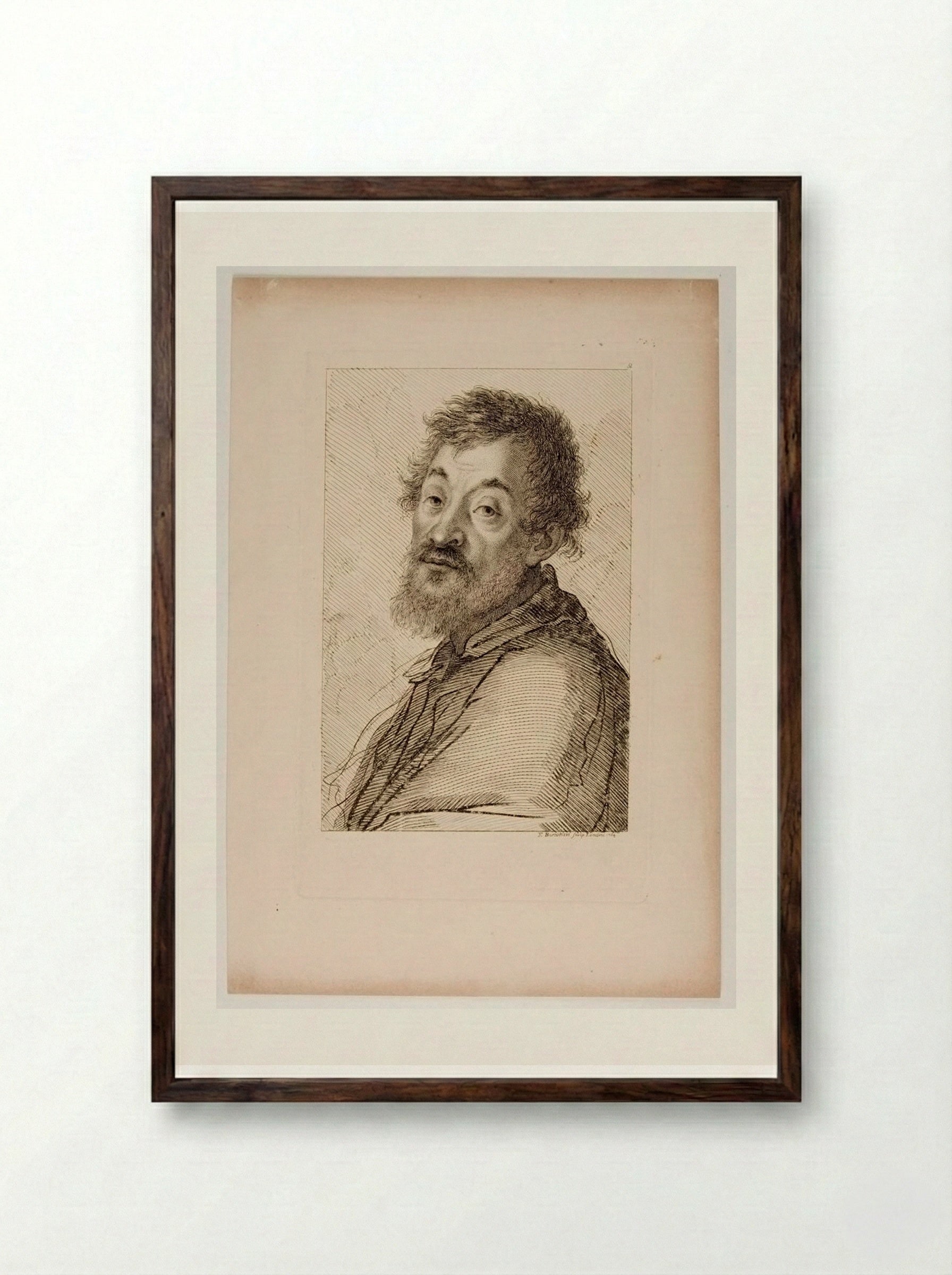 Portrait of Michelangelo - Francesco Bartolozzi - Framed Print Dark Wood