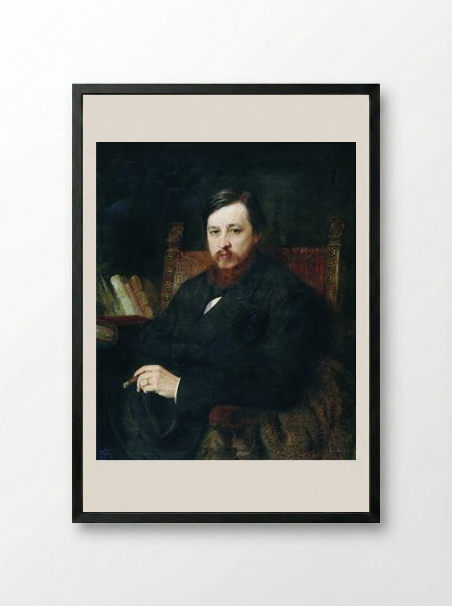 Portrait of Mikhail Azanchevsky - Konstantin Makovsky - Framed Print Black