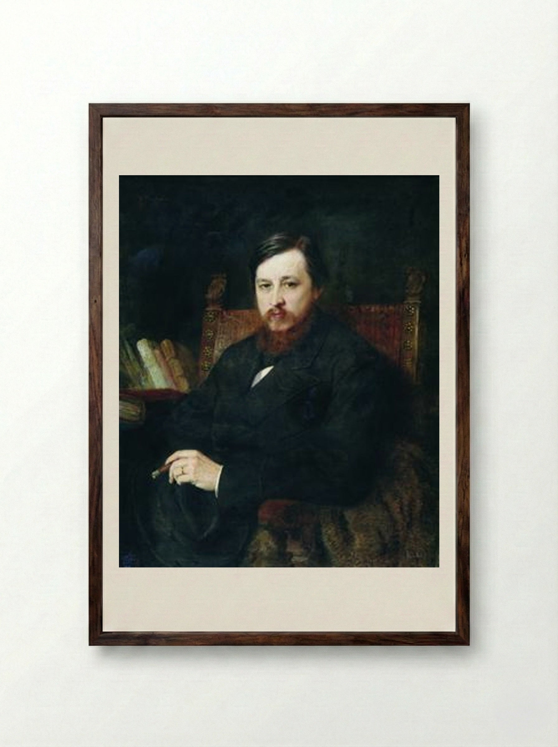 Portrait of Mikhail Azanchevsky - Konstantin Makovsky - Framed Print Dark Wood