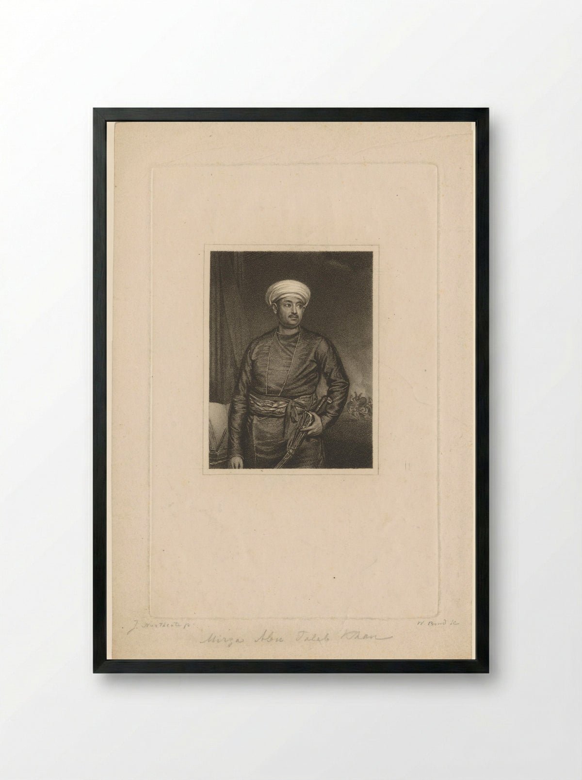Portrait of Mirza Abu Taleb Khan - William Bond - Framed Print Black
