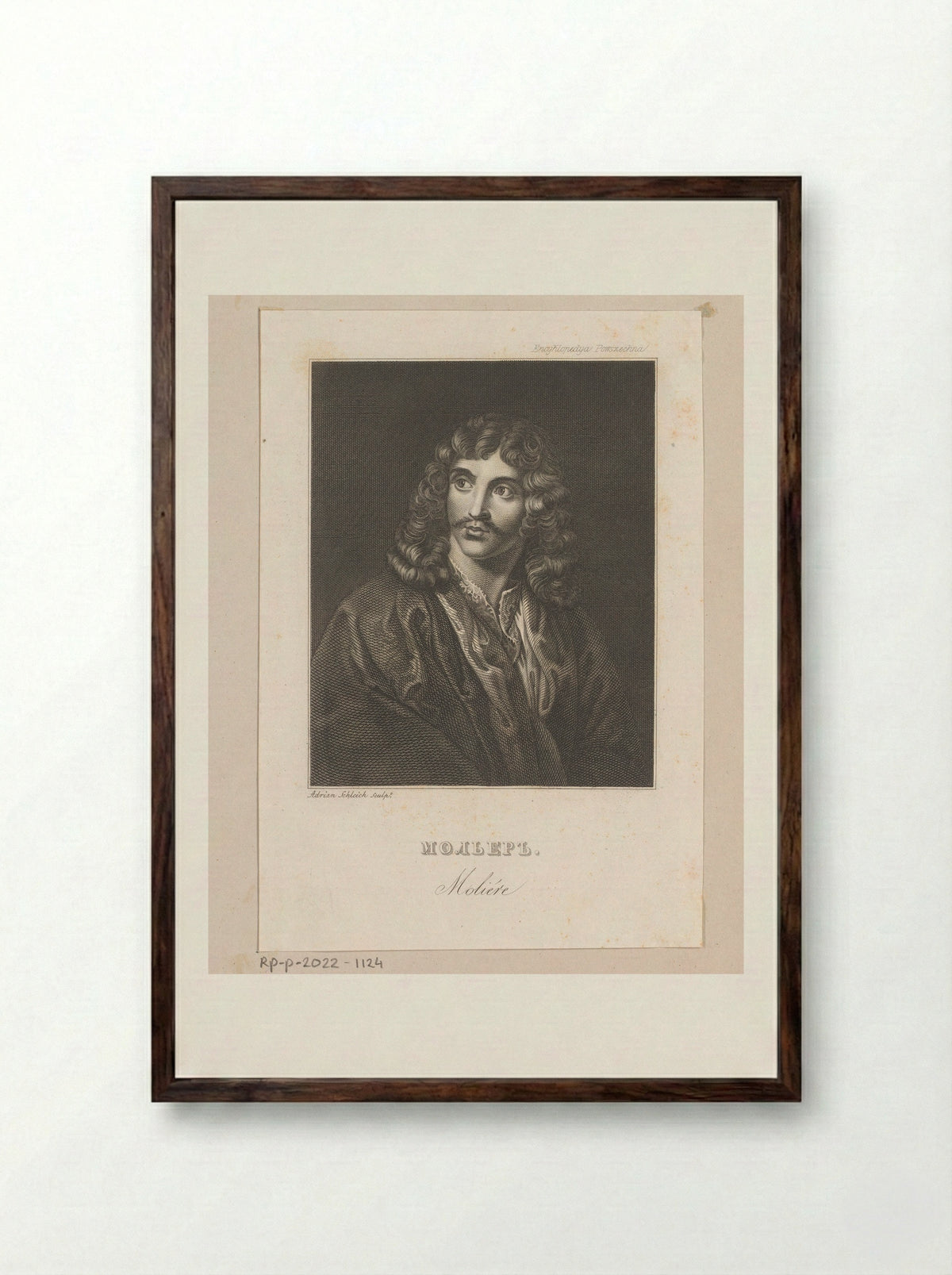 Portrait of Molière - Adrian Schleich - Framed Print Dark Wood