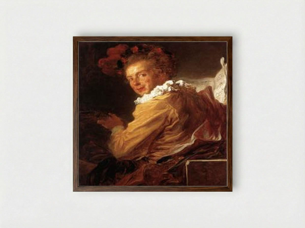 Portrait of Monsieur de la Breteche - Jean-Honore Fragonard - Framed Print Dark Wood