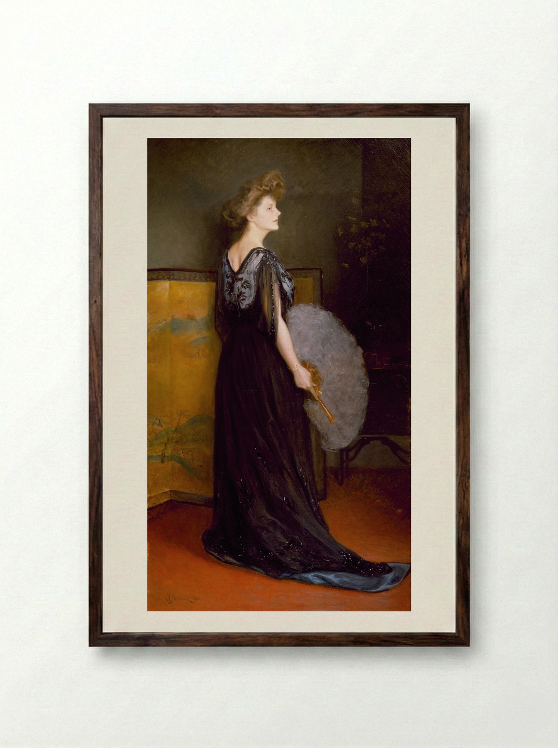 Portrait of Mrs Francis Stanton Blake - Julius LeBlanc Stewart - Framed Print Dark Wood