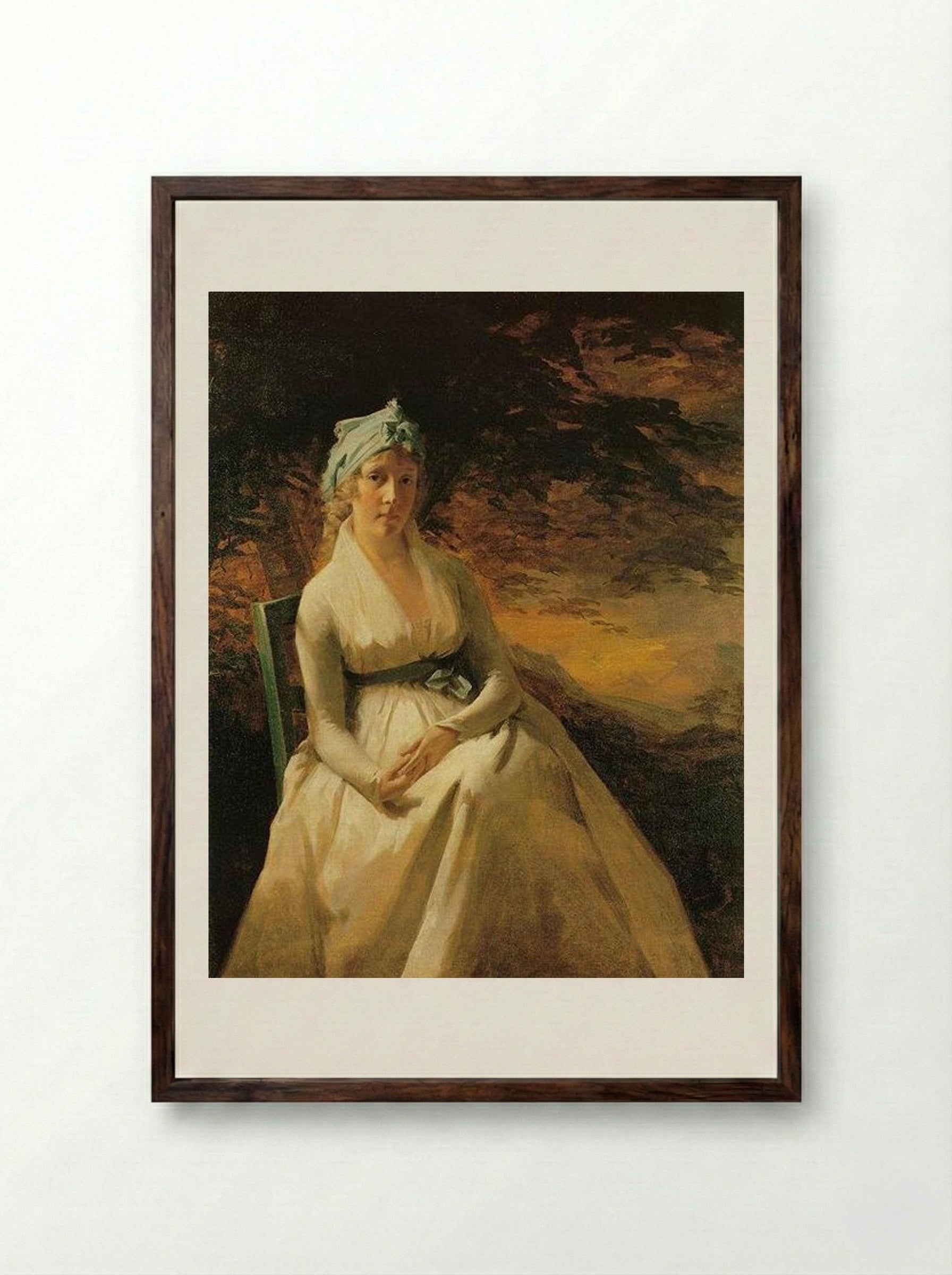 Portrait of Mrs. Andrew - Henry Raeburn - Framed Print Dark Wood