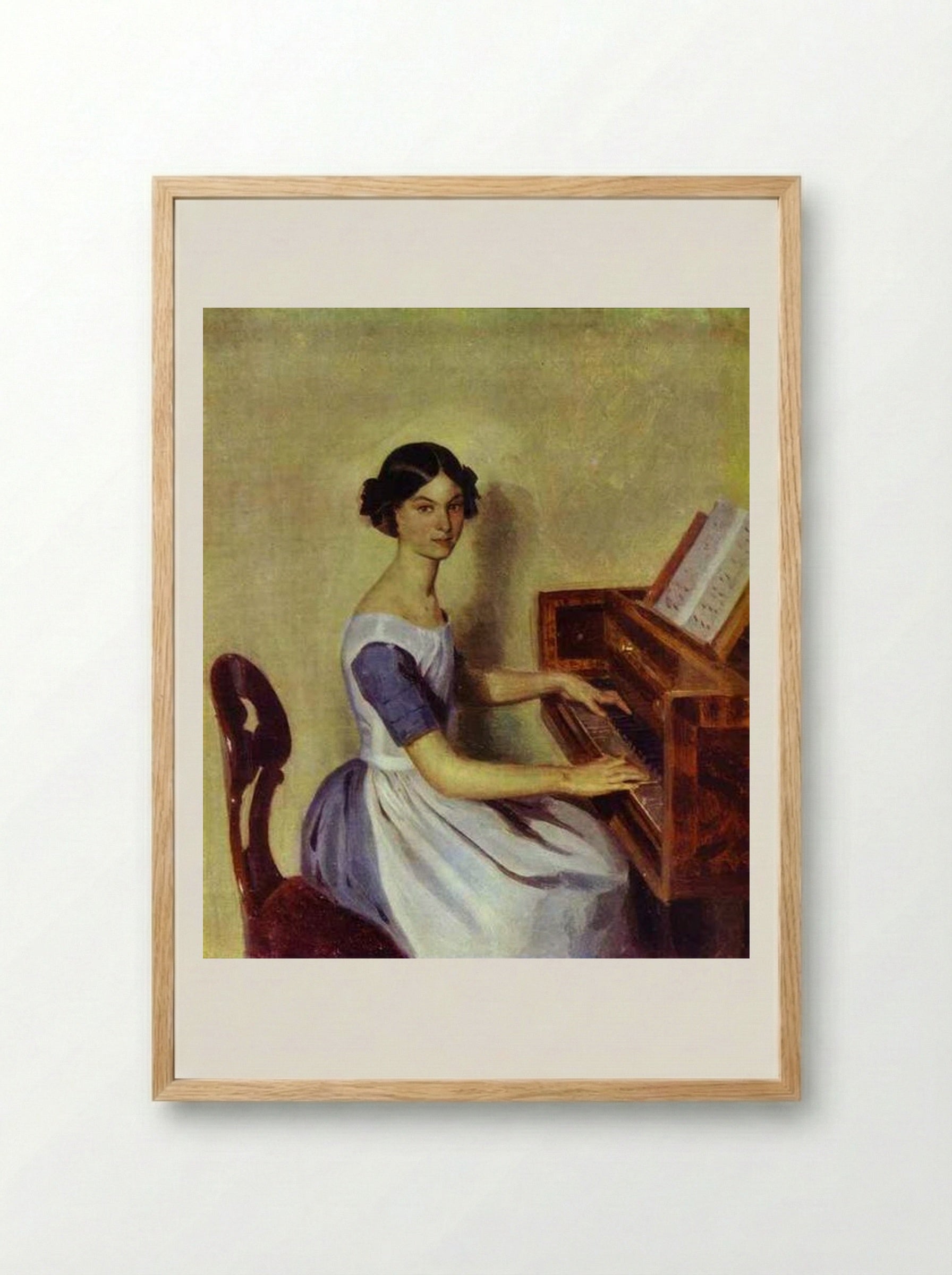 Portrait of Nadezhda P. Zhdanovich at the Piano - Pavel Fedotov - Framed Print Wood