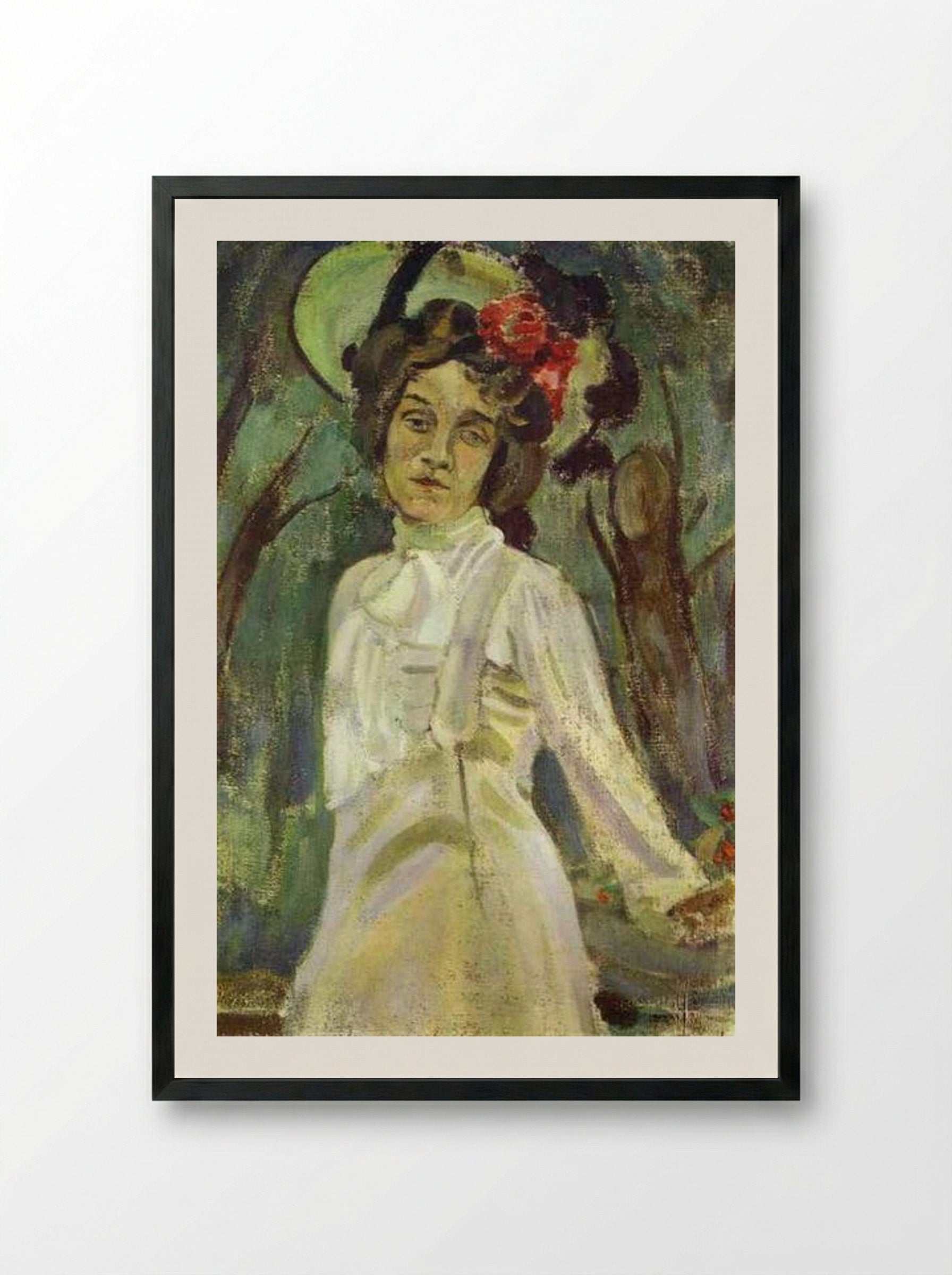 Portrait of Nadezhda Staniukovich - Victor Borisov-Musatov - Framed Print Black
