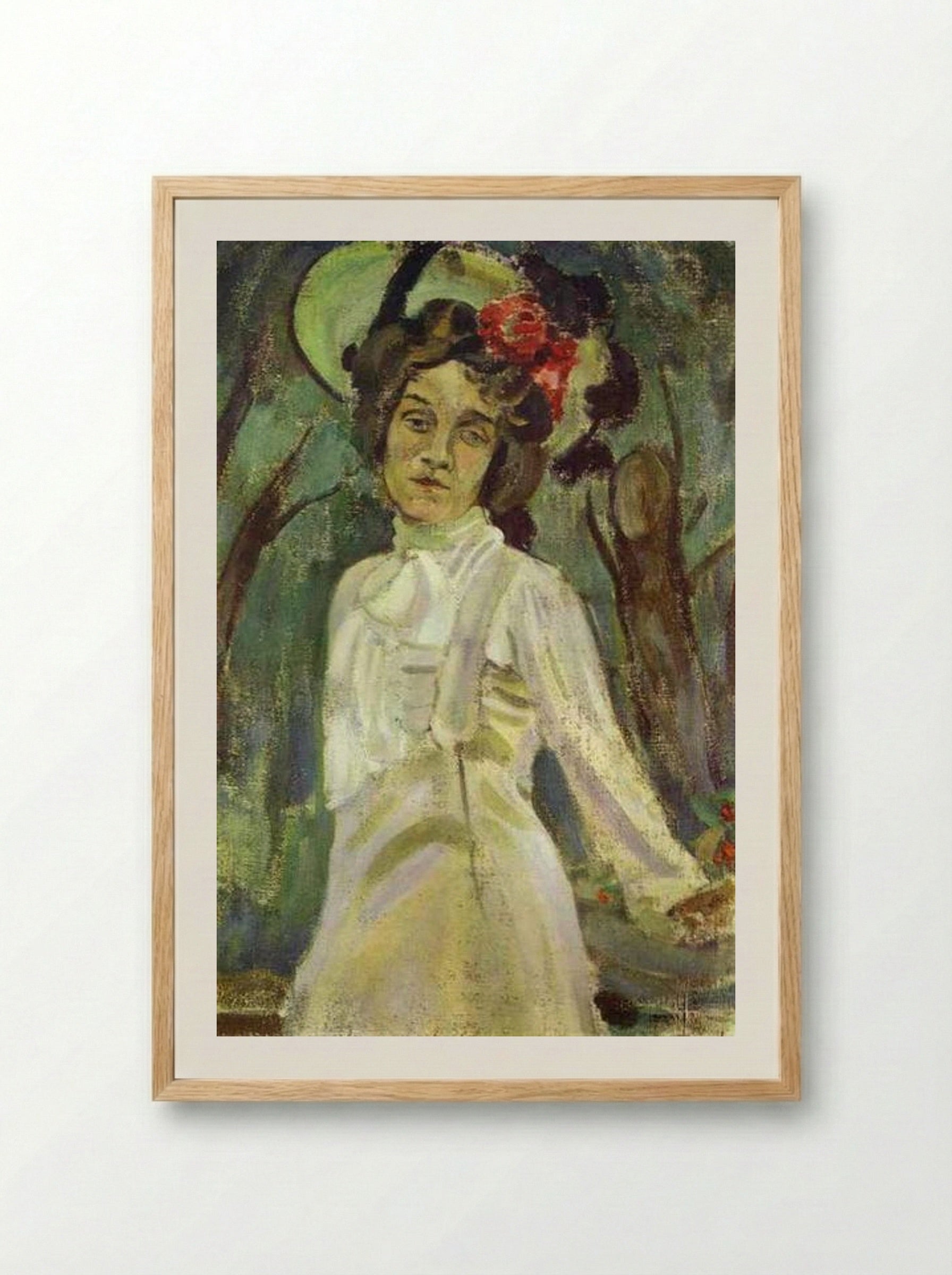 Portrait of Nadezhda Staniukovich - Victor Borisov-Musatov - Framed Print Wood