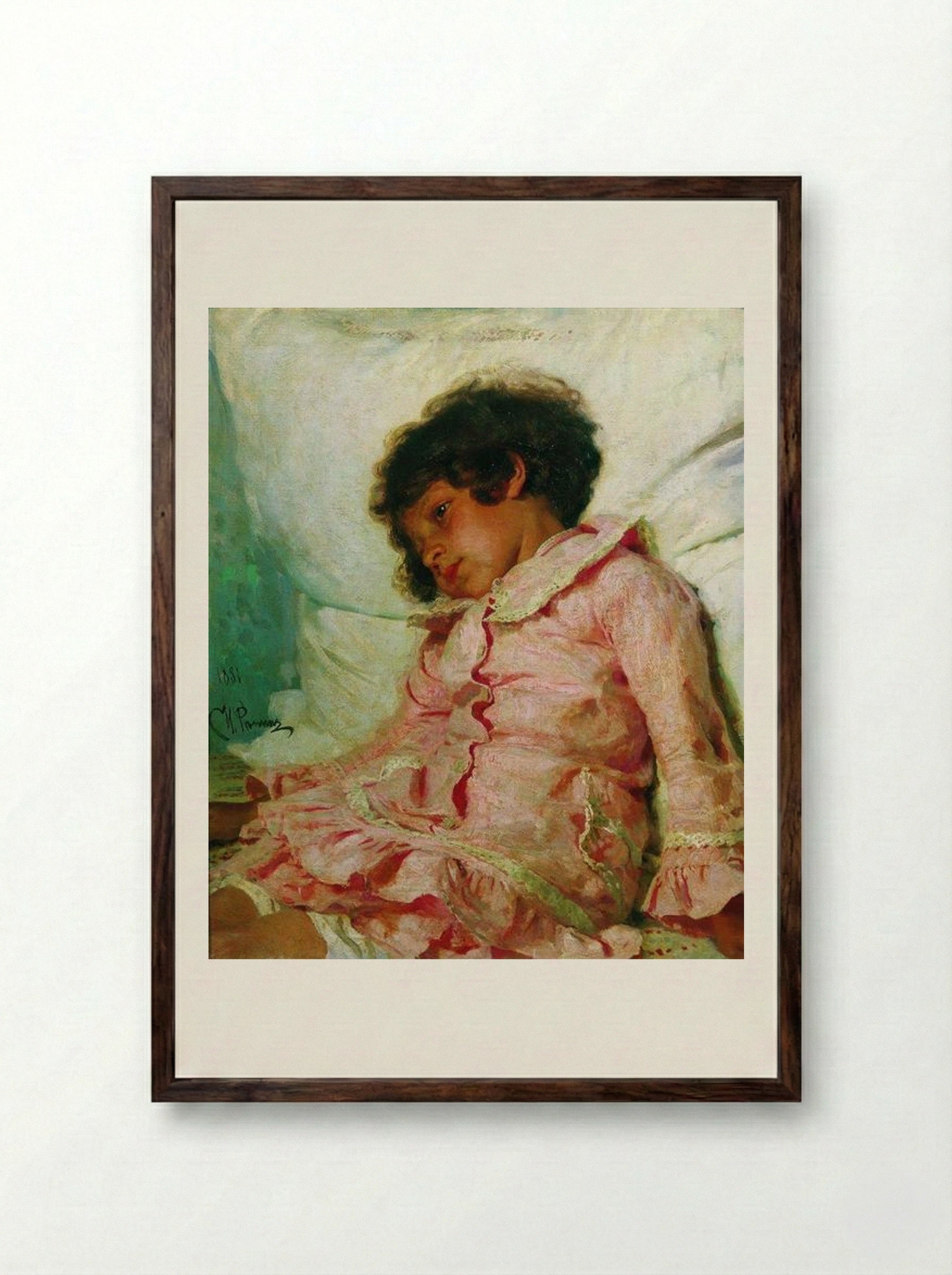 Portrait of Nadya Repina - Ilya Repin - Framed Print Dark Wood