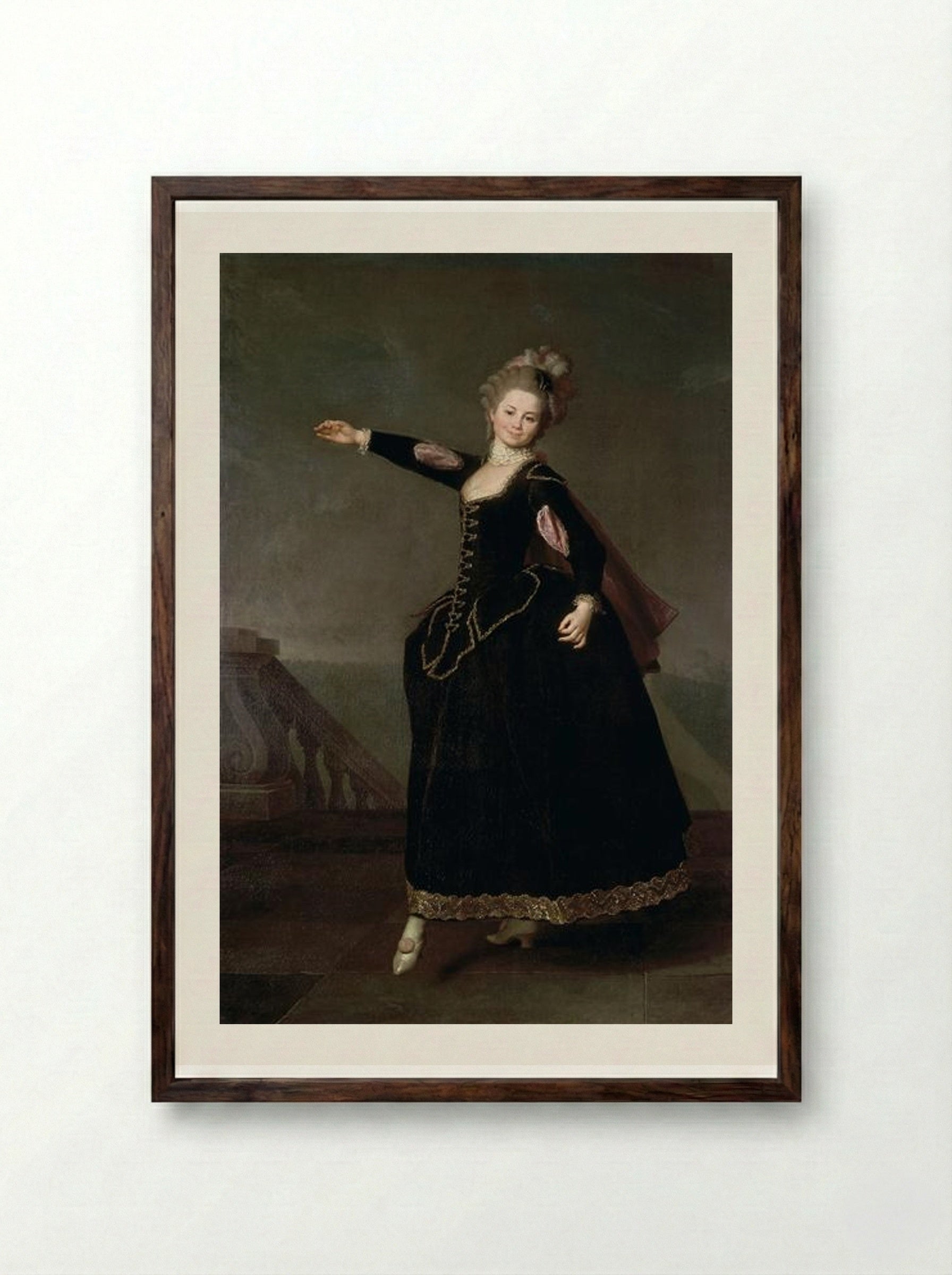 Portrait of Natalia Borshchova - Dmitry Levitzky - Framed Print Dark Wood