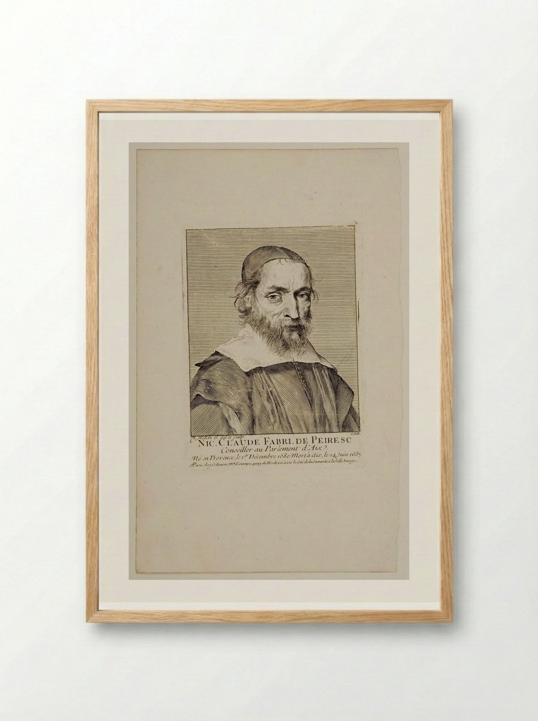 Portrait of Nicolas-Claude Fabri de Peiresc - Claude Mellan - Framed Print Wood