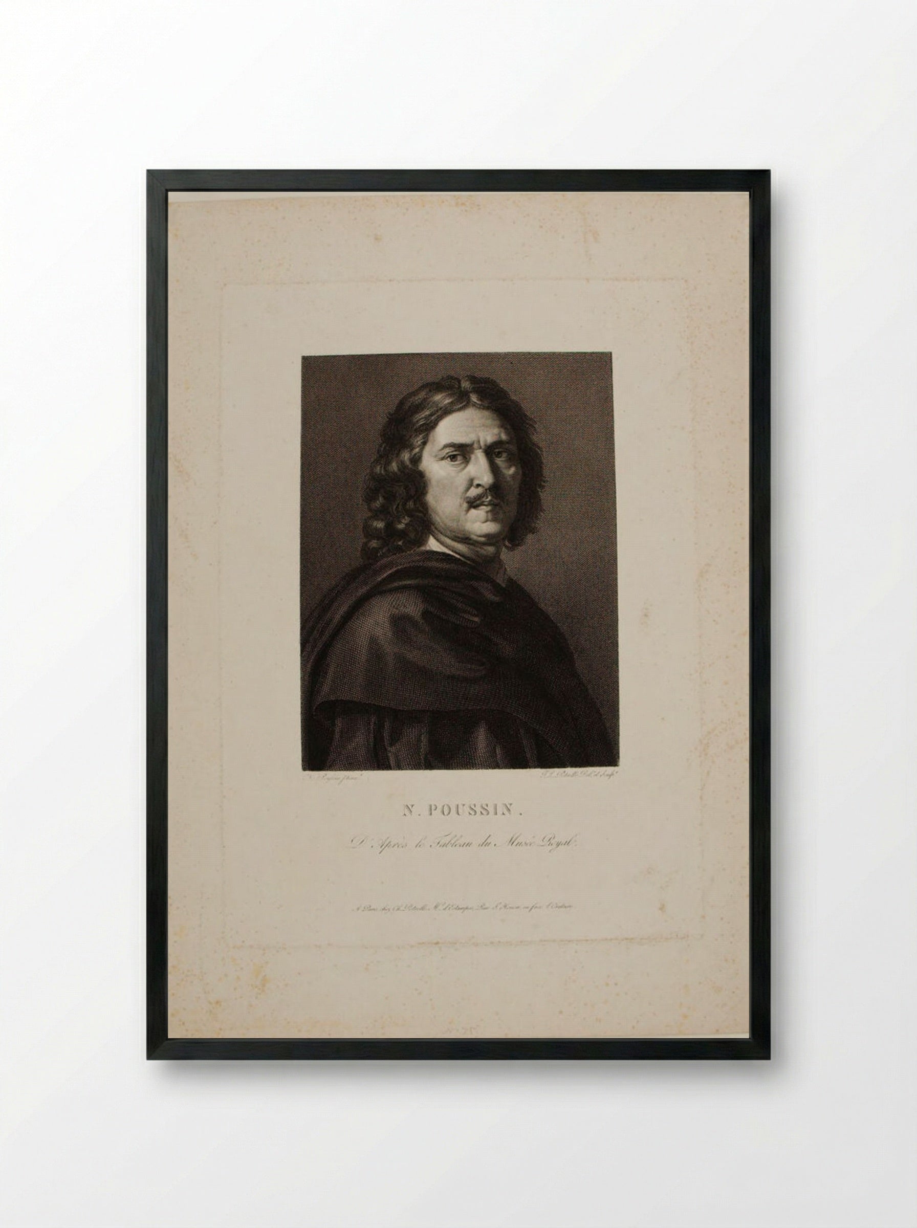 Portrait of Nicolas Poussin - Jean Louis Potrelle - Framed Print Black