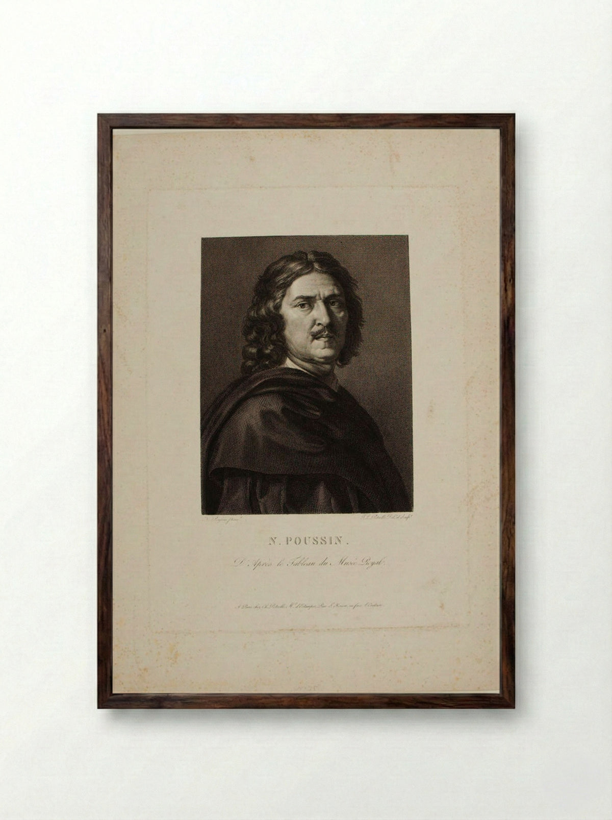 Portrait of Nicolas Poussin - Jean Louis Potrelle - Framed Print Dark Wood