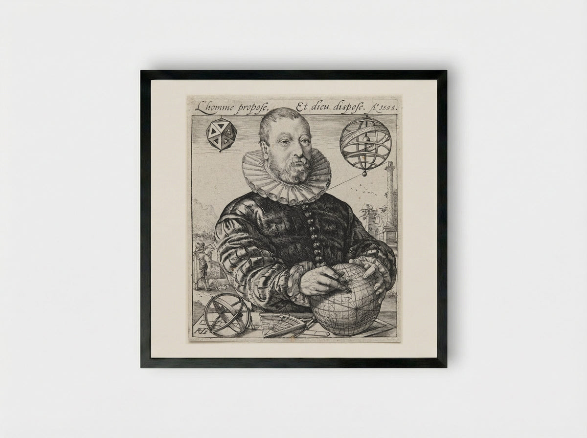 Portrait of Nicolaus Petri van Deventer - Hendrick Goltzius - Framed Print Black
