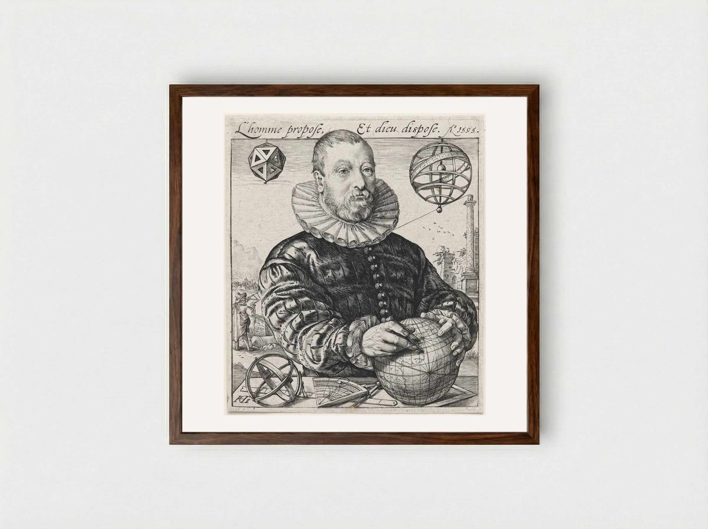 Portrait of Nicolaus Petri van Deventer - Hendrick Goltzius - Framed Print Dark Wood