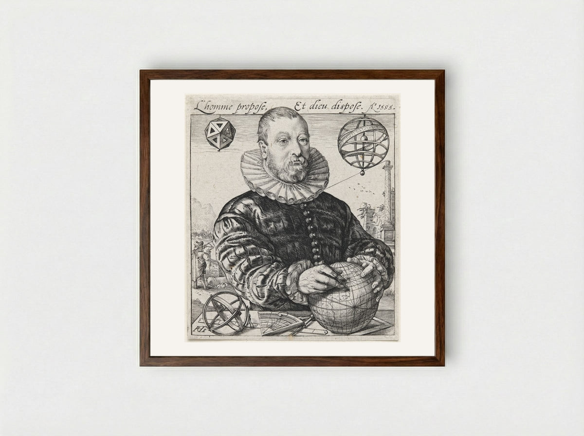Portrait of Nicolaus Petri van Deventer - Hendrick Goltzius - Framed Print Dark Wood