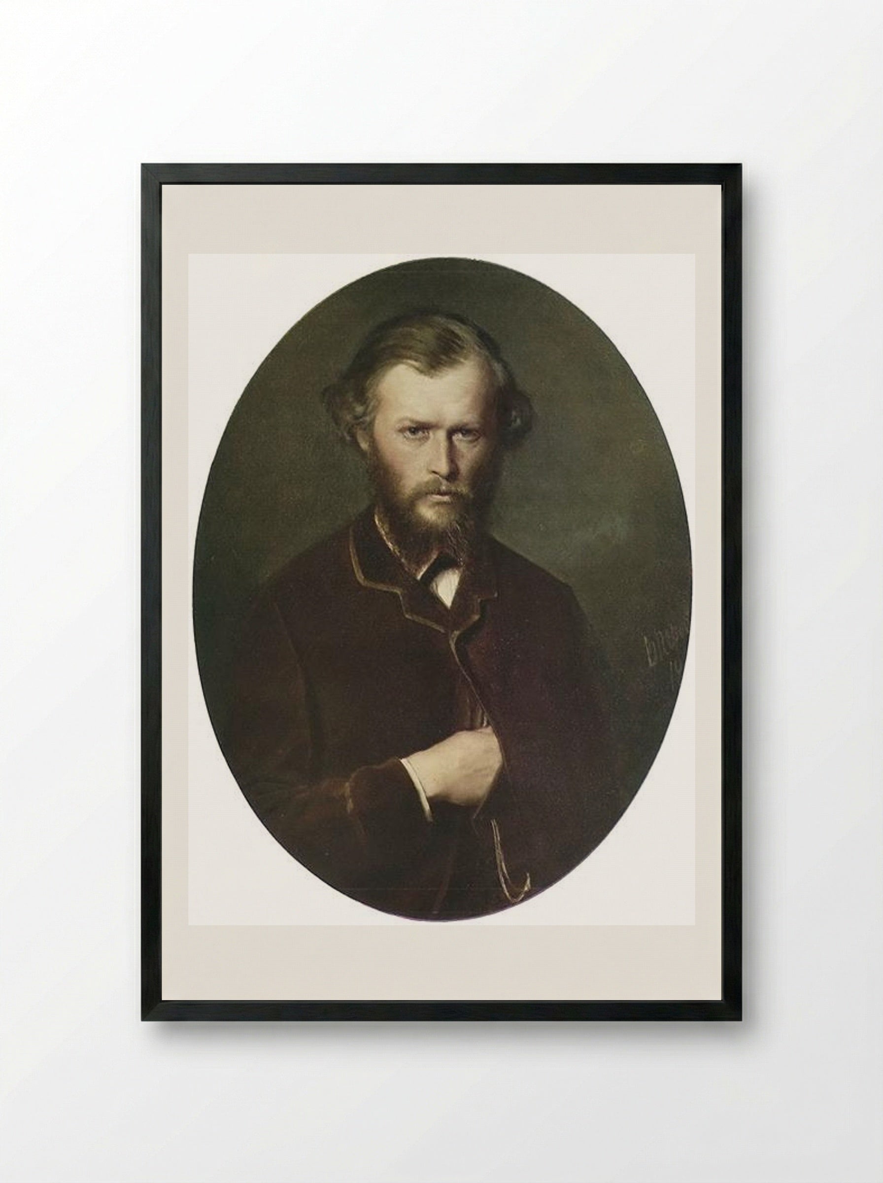 Portrait of Nikolai Lanin - Vasily Perov - Framed Print Black