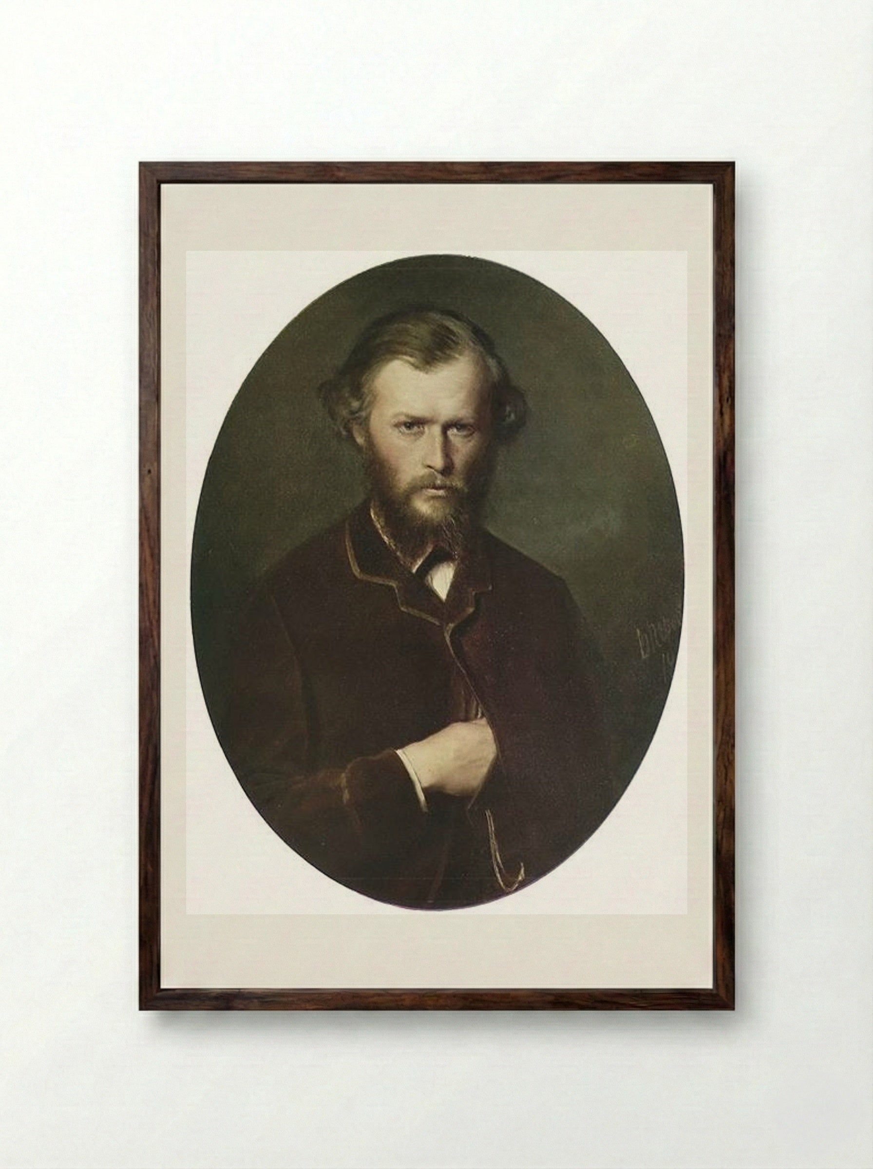 Portrait of Nikolai Lanin - Vasily Perov - Framed Print Dark Wood