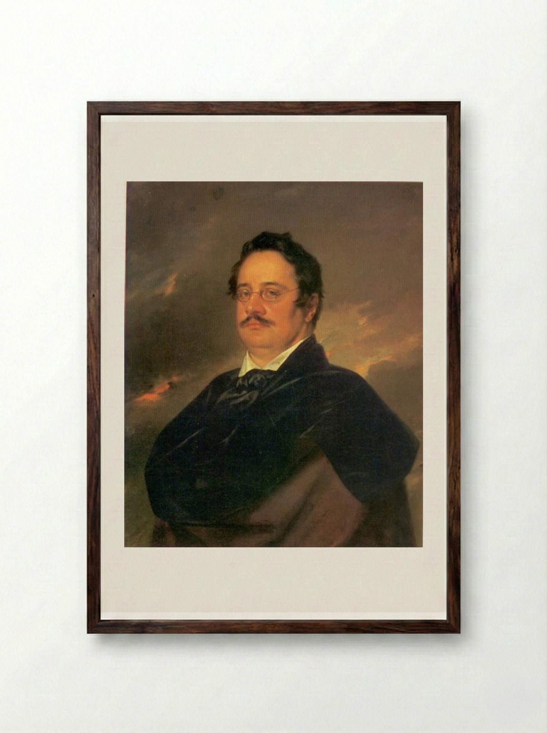 Portrait of Nikolai Nikolayevich Raevsky - Vasily Tropinin - Framed Print Dark Wood
