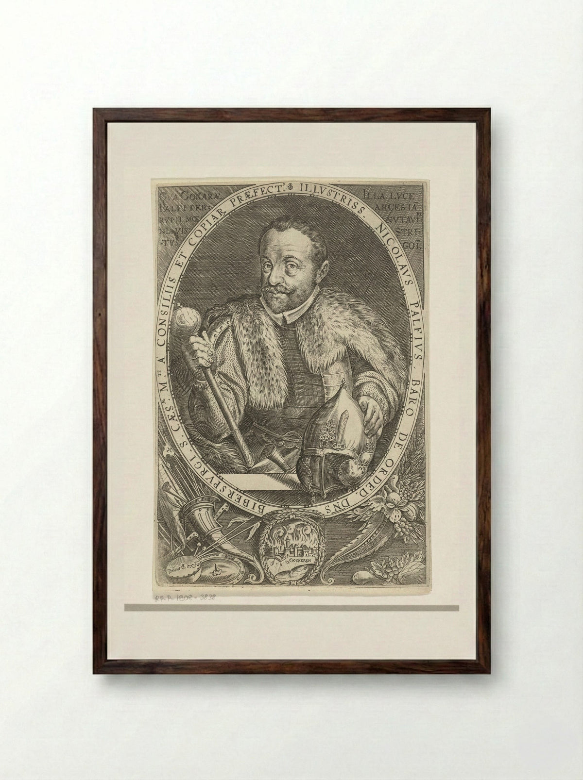 Portrait of Nikolaus Pálffy, Baron of Erdőd - Dominicus Custos - Framed Print Dark Wood