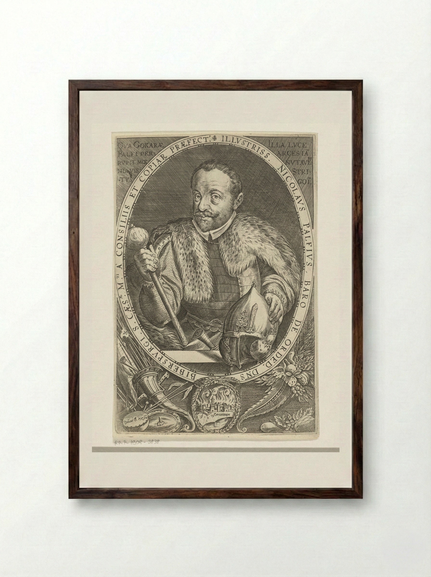 Portrait of Nikolaus Pálffy, Baron of Erdőd - Dominicus Custos - Framed Print Dark Wood
