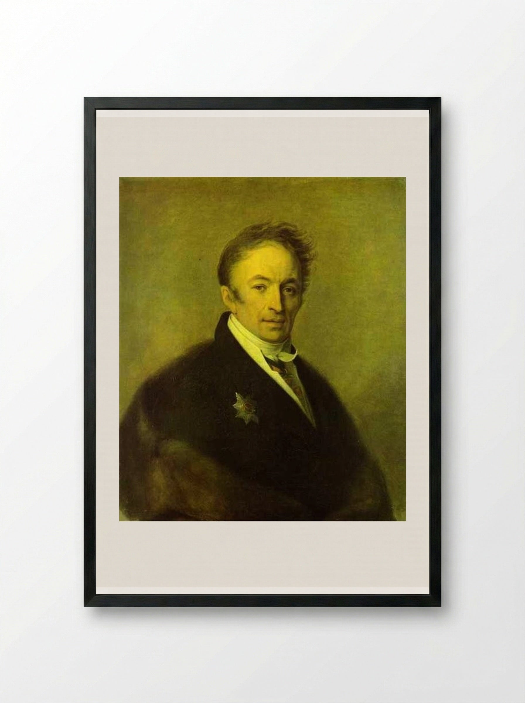 Portrait of Nikolay Karamzin - Alexey Venetsianov - Framed Print Black