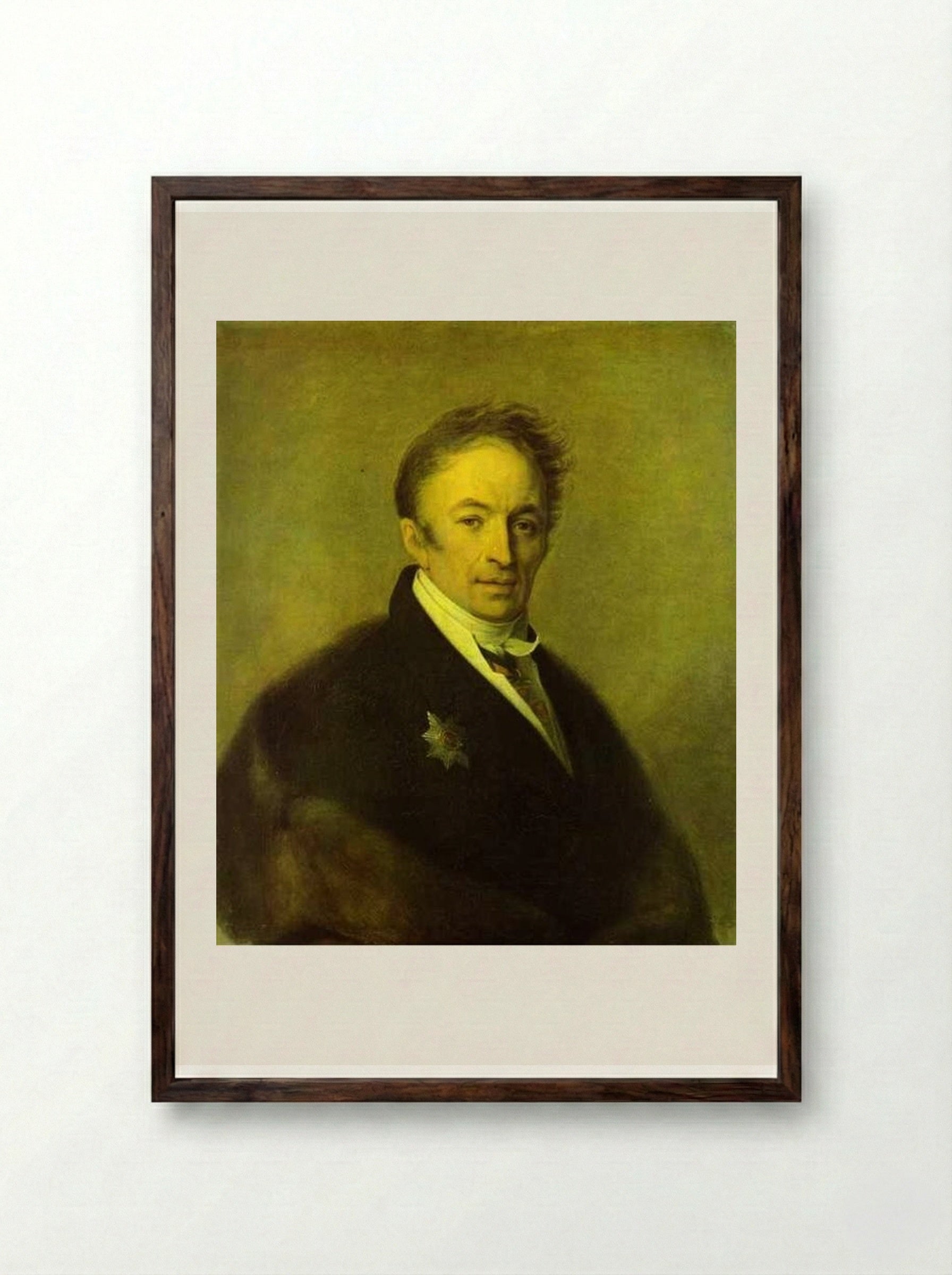 Portrait of Nikolay Karamzin - Alexey Venetsianov - Framed Print Dark Wood