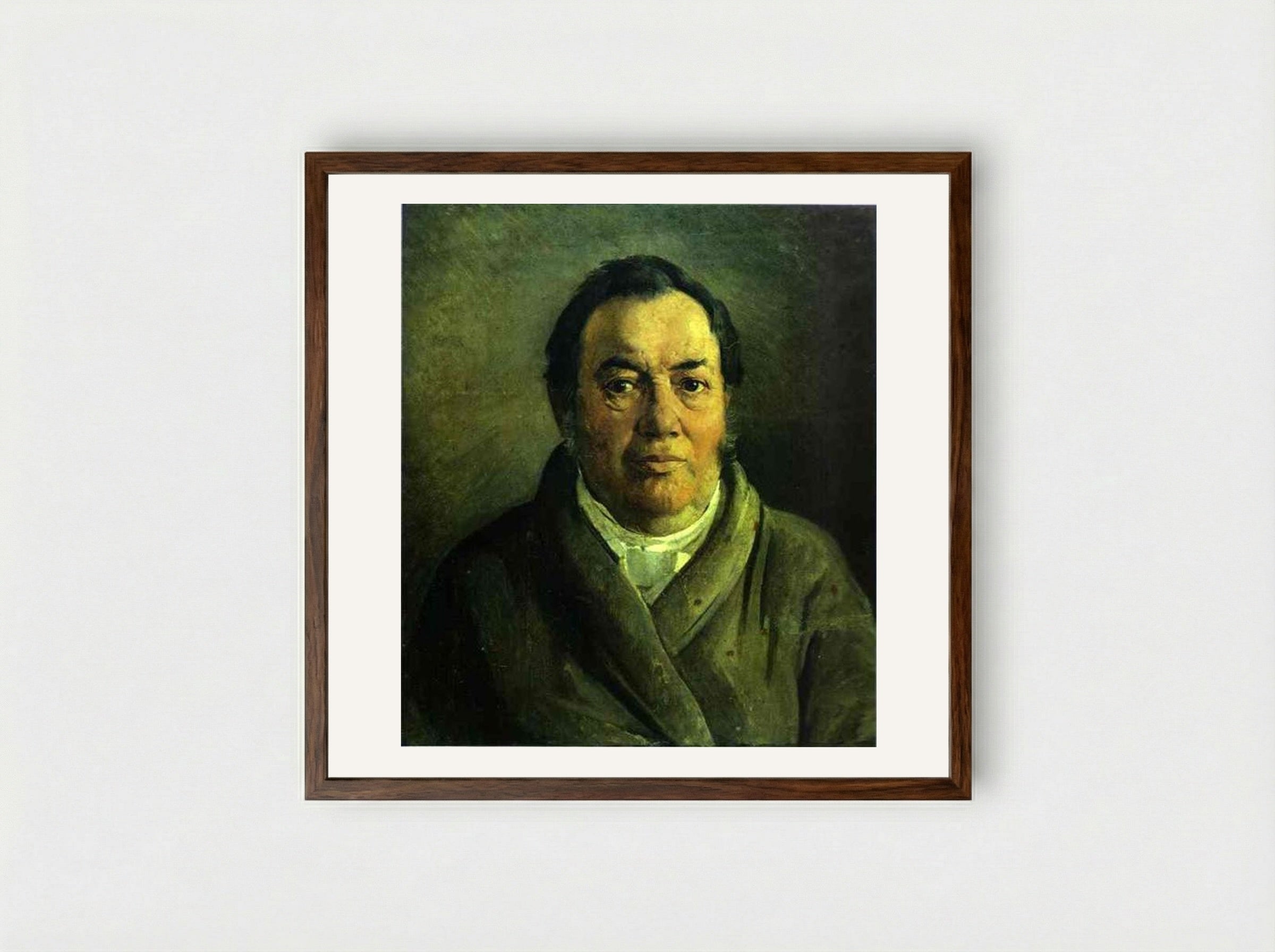 Portrait of Nikolay O. Ge - Nikolai Ge - Framed Print Dark Wood