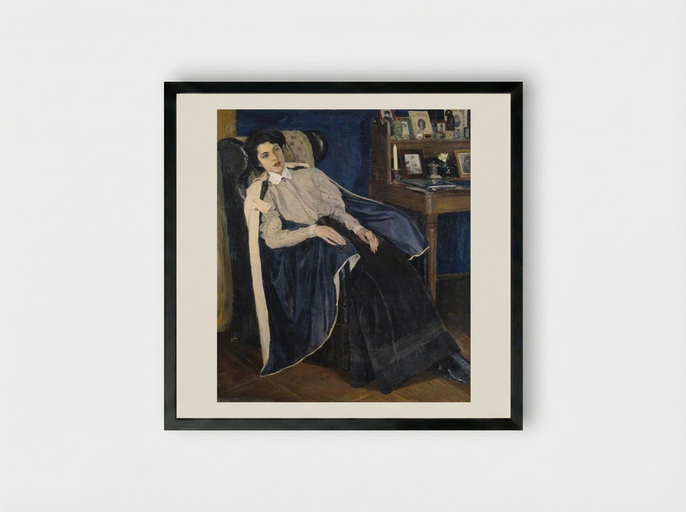 Portrait of O. M. Nesterova, the artist's daughter - Mikhail Nesterov - Framed Print Black