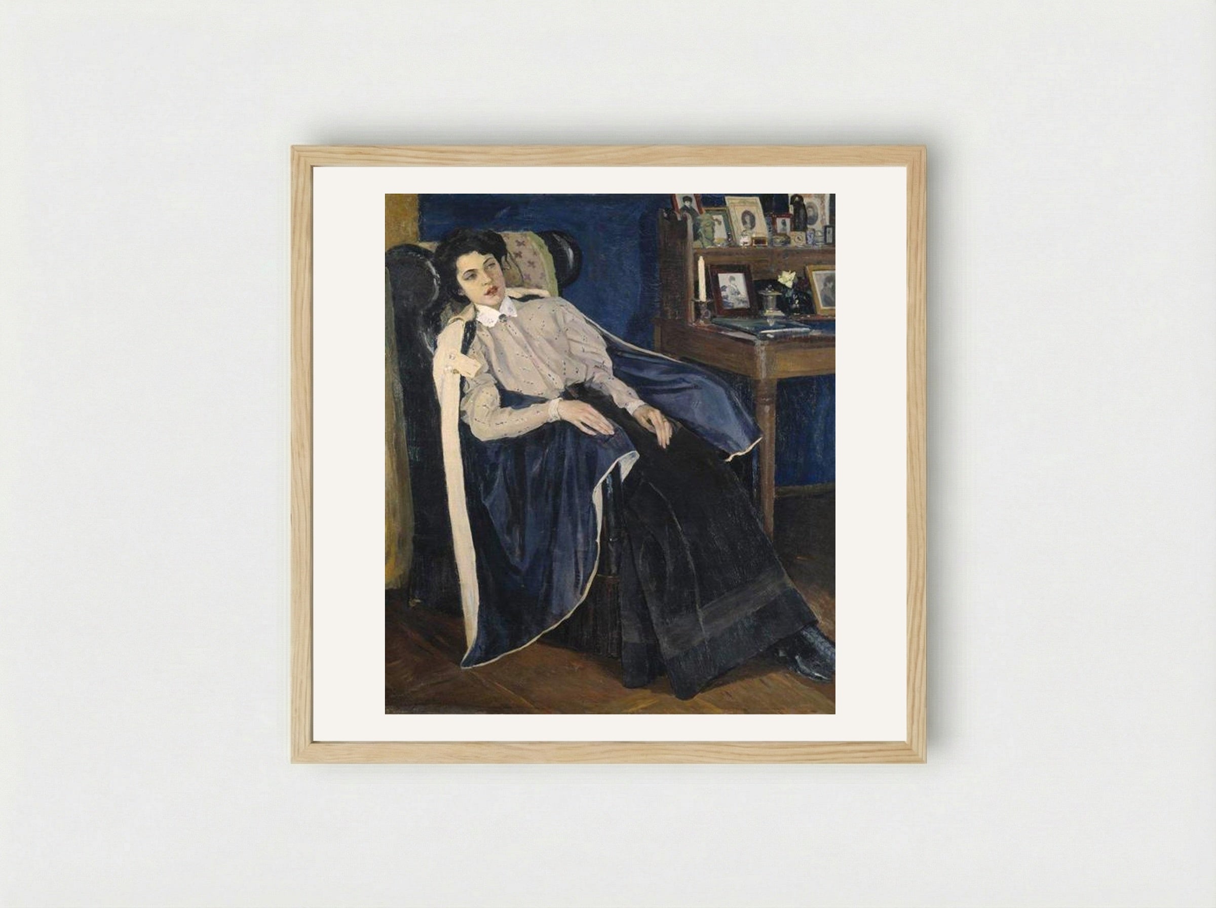 Portrait of O. M. Nesterova, the artist's daughter - Mikhail Nesterov - Framed Print Wood