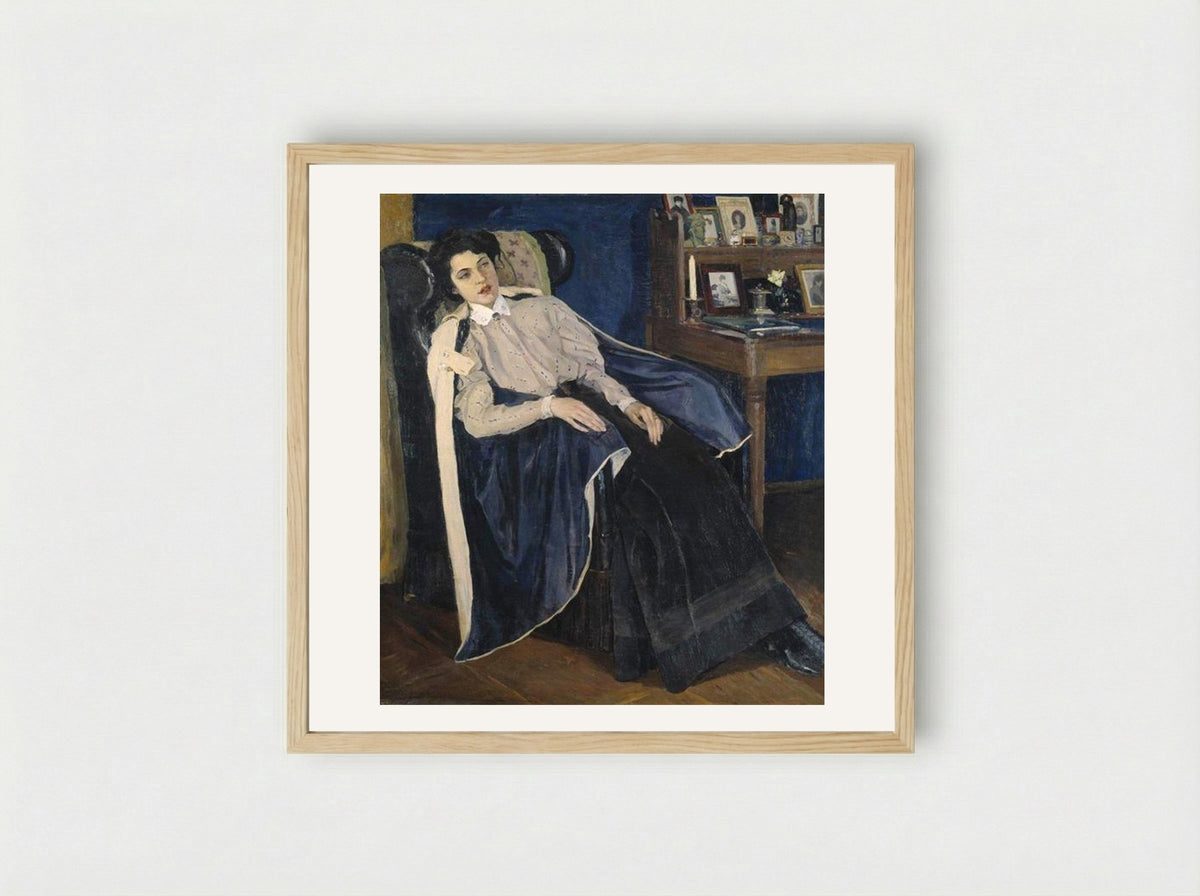 Portrait of O. M. Nesterova, the artist's daughter - Mikhail Nesterov - Framed Print Wood