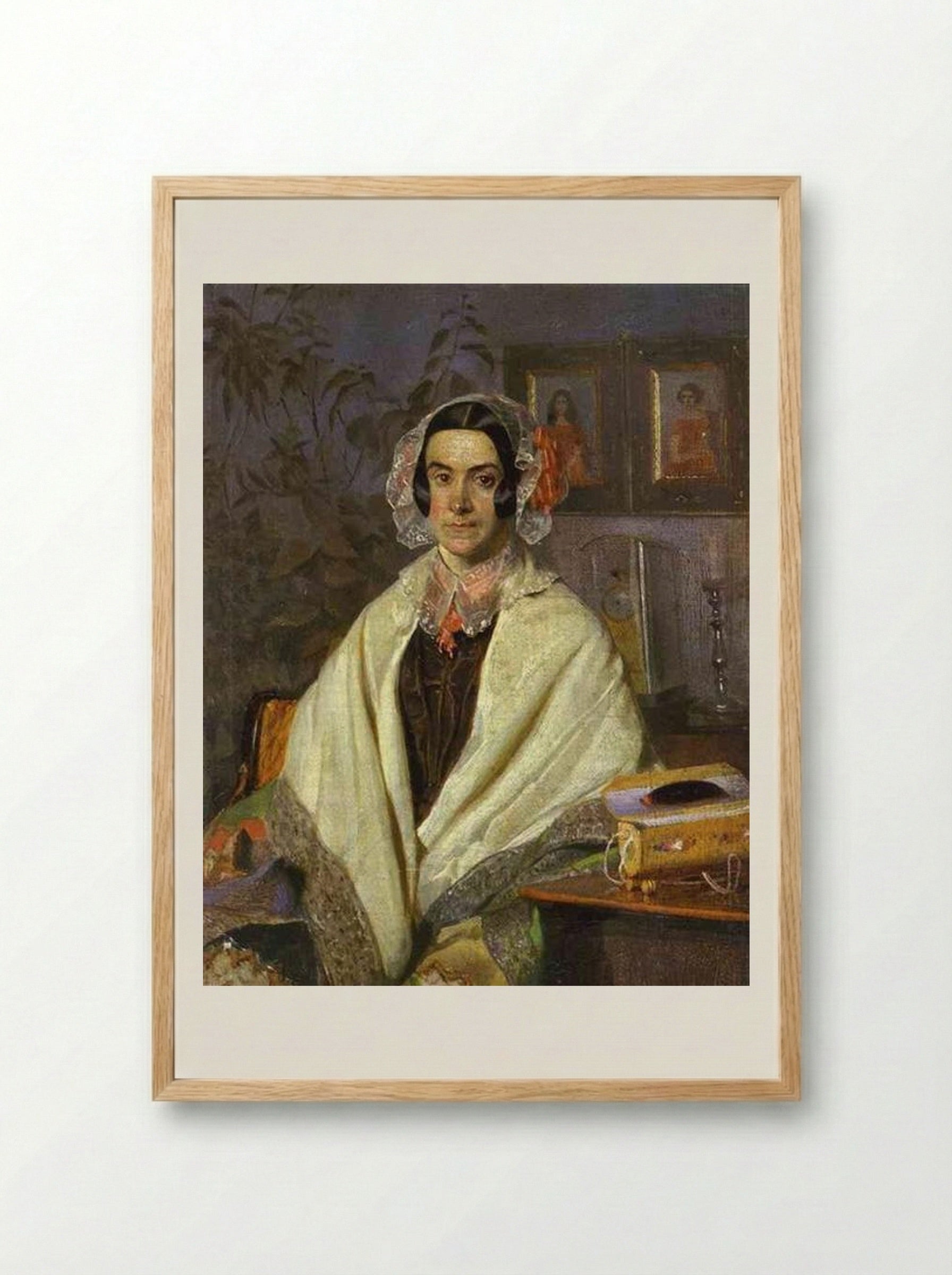Portrait of O. P. Zhdanovich - Pavel Fedotov - Framed Print Wood