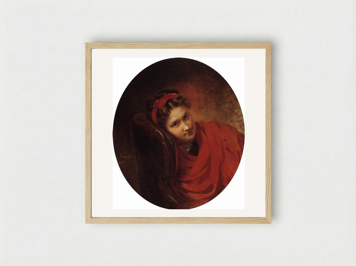 Portrait of O. Makovskaya - Konstantin Makovsky - Framed Print Wood
