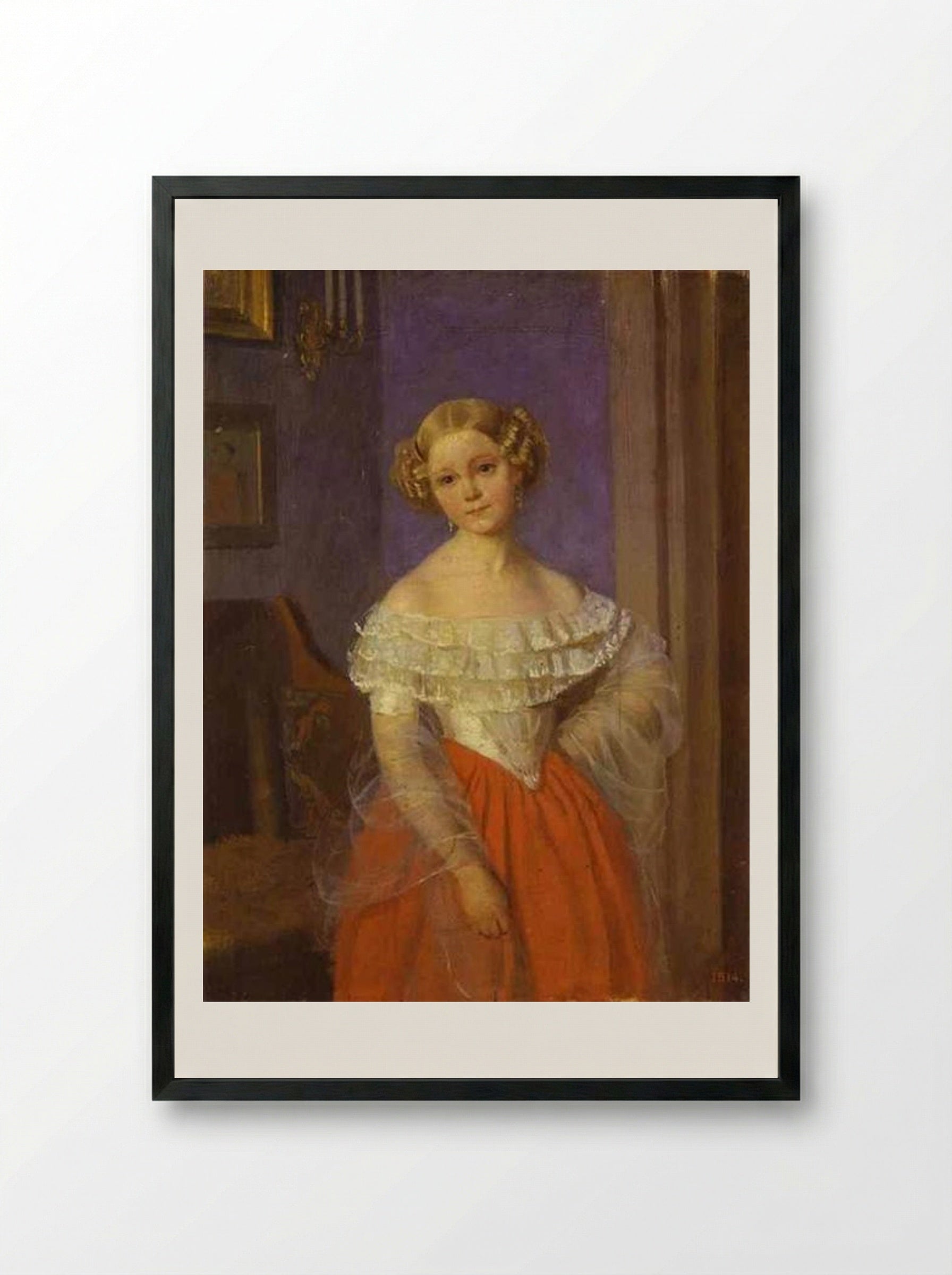 Portrait of Olga Ivanovna Demonkala - Pavel Fedotov - Framed Print Black