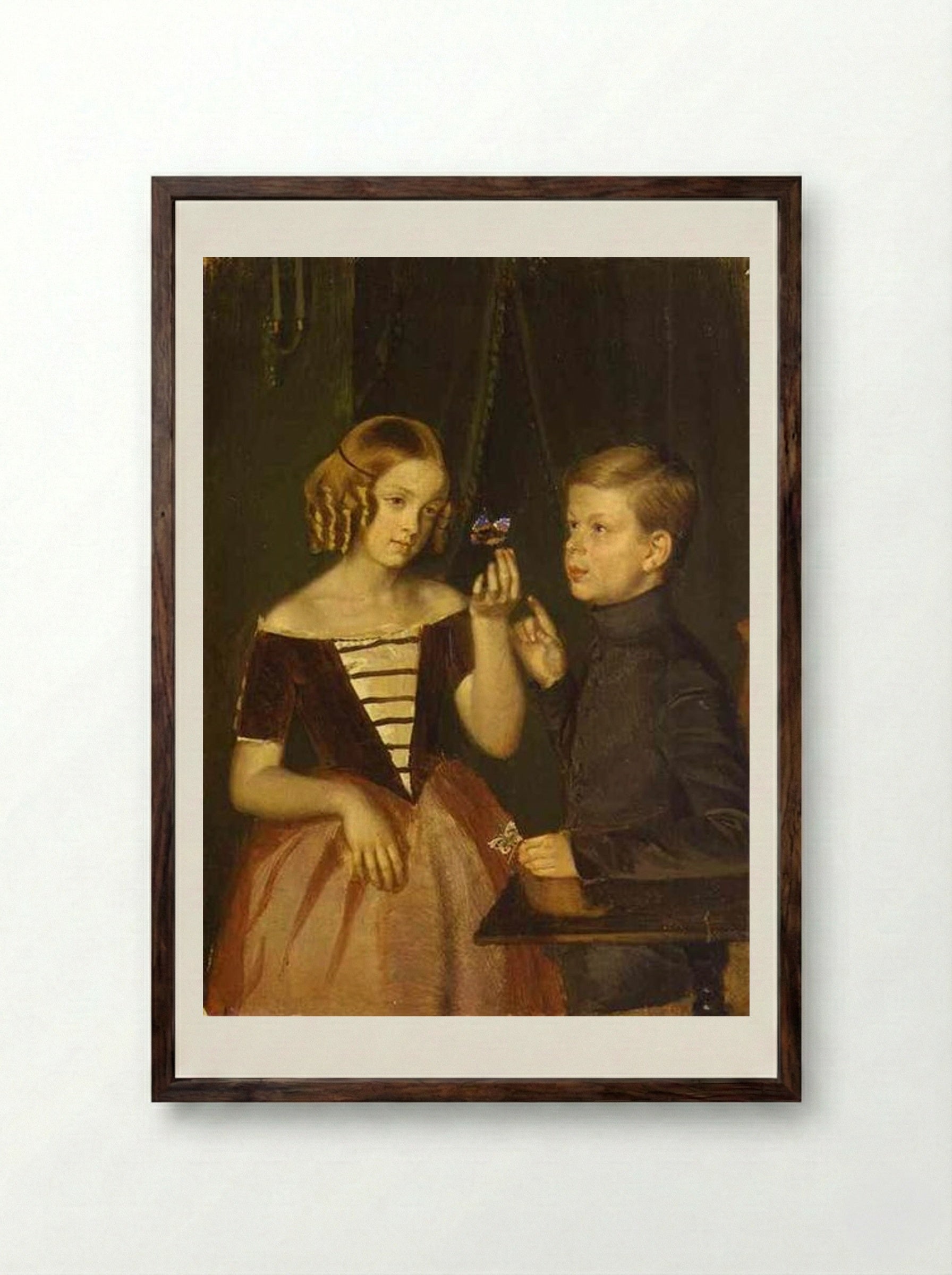 Portrait of Olga Ivanovna and Fedor Ivanov - Pavel Fedotov - Framed Print Dark Wood