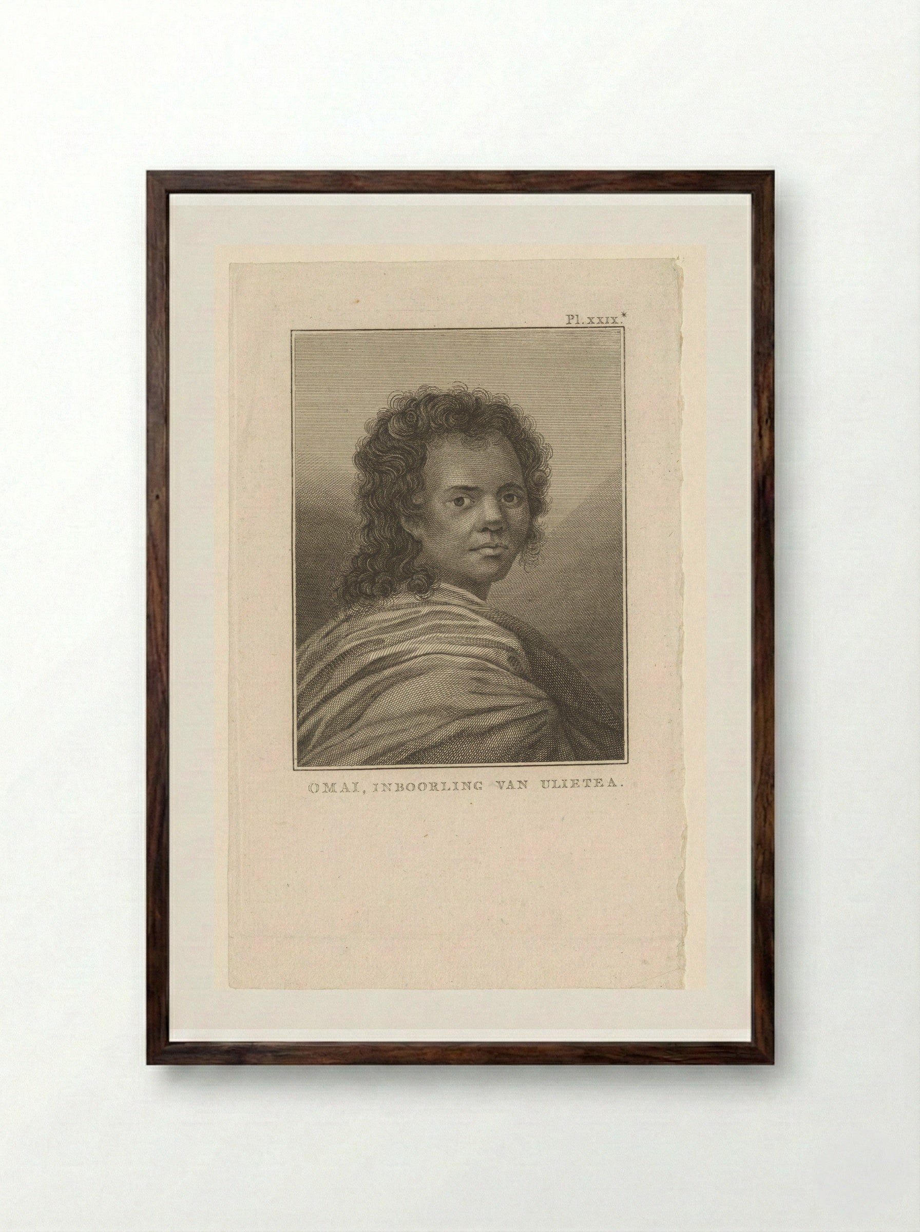 Portrait of Omai - Fine Art Print - Framed Print Dark Wood