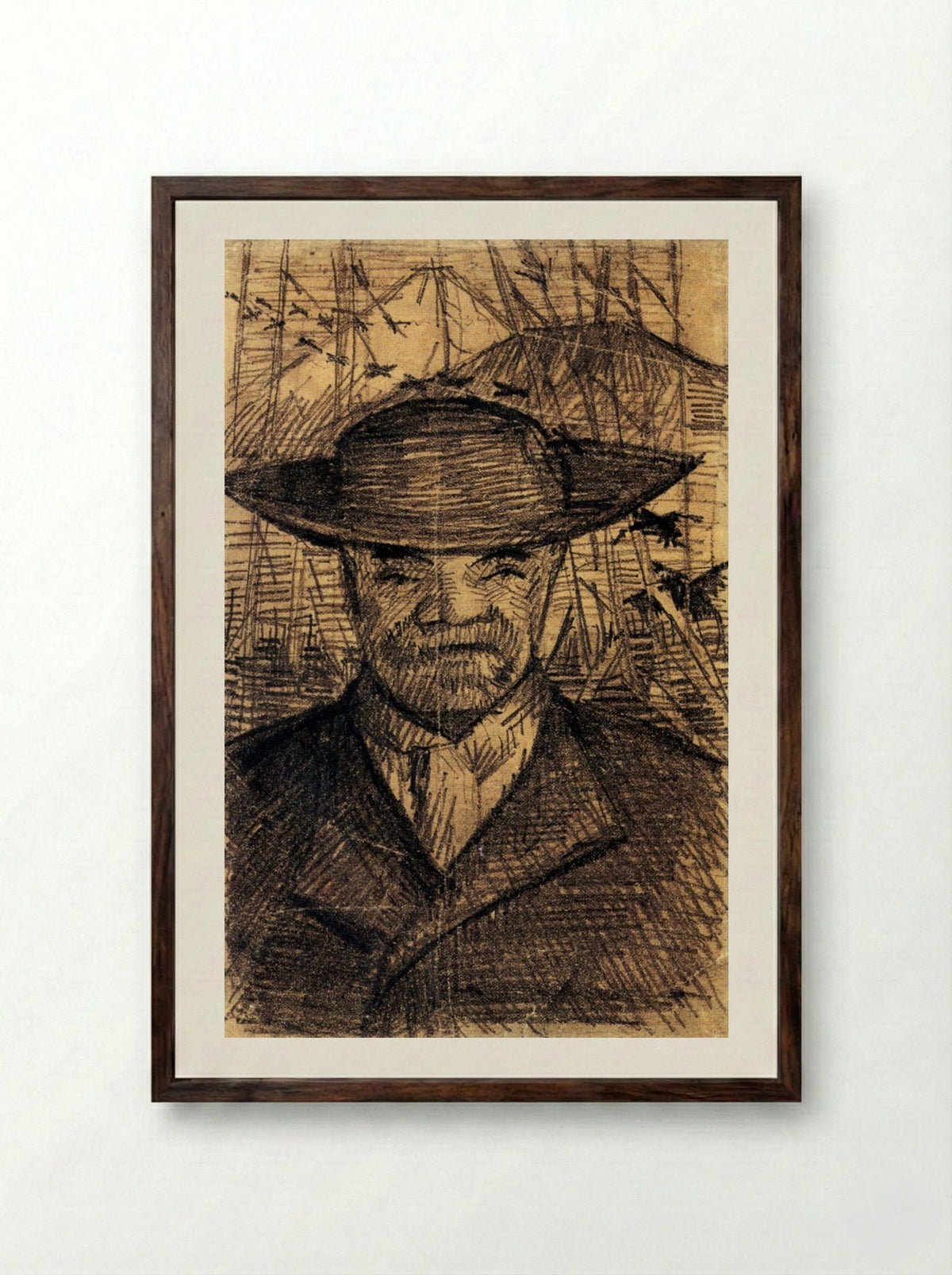 Portrait of Père Tanguy - Vincent van Gogh - Framed Print Dark Wood
