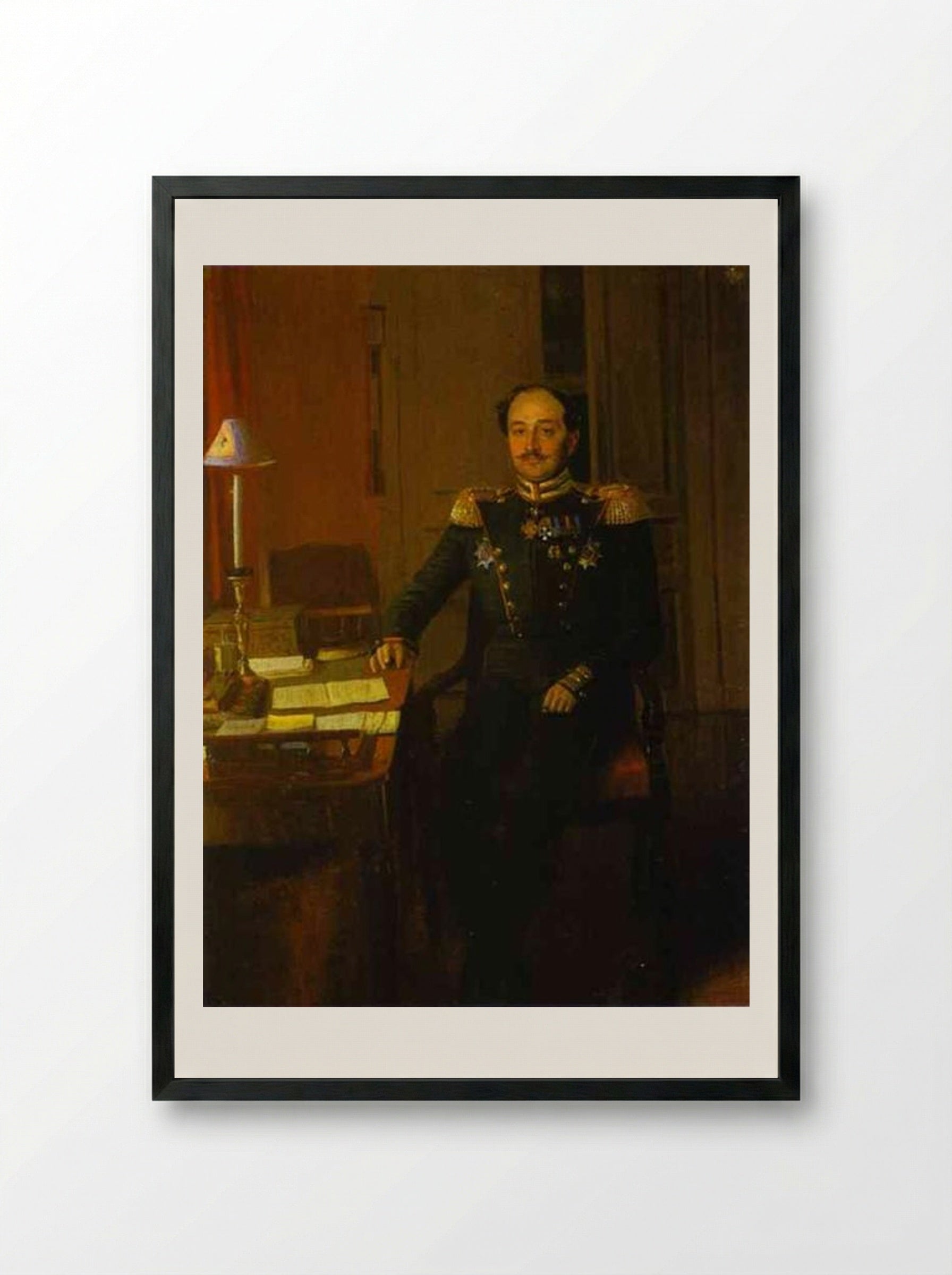 Portrait of P. P. Zhdanovich - Pavel Fedotov - Framed Print Black